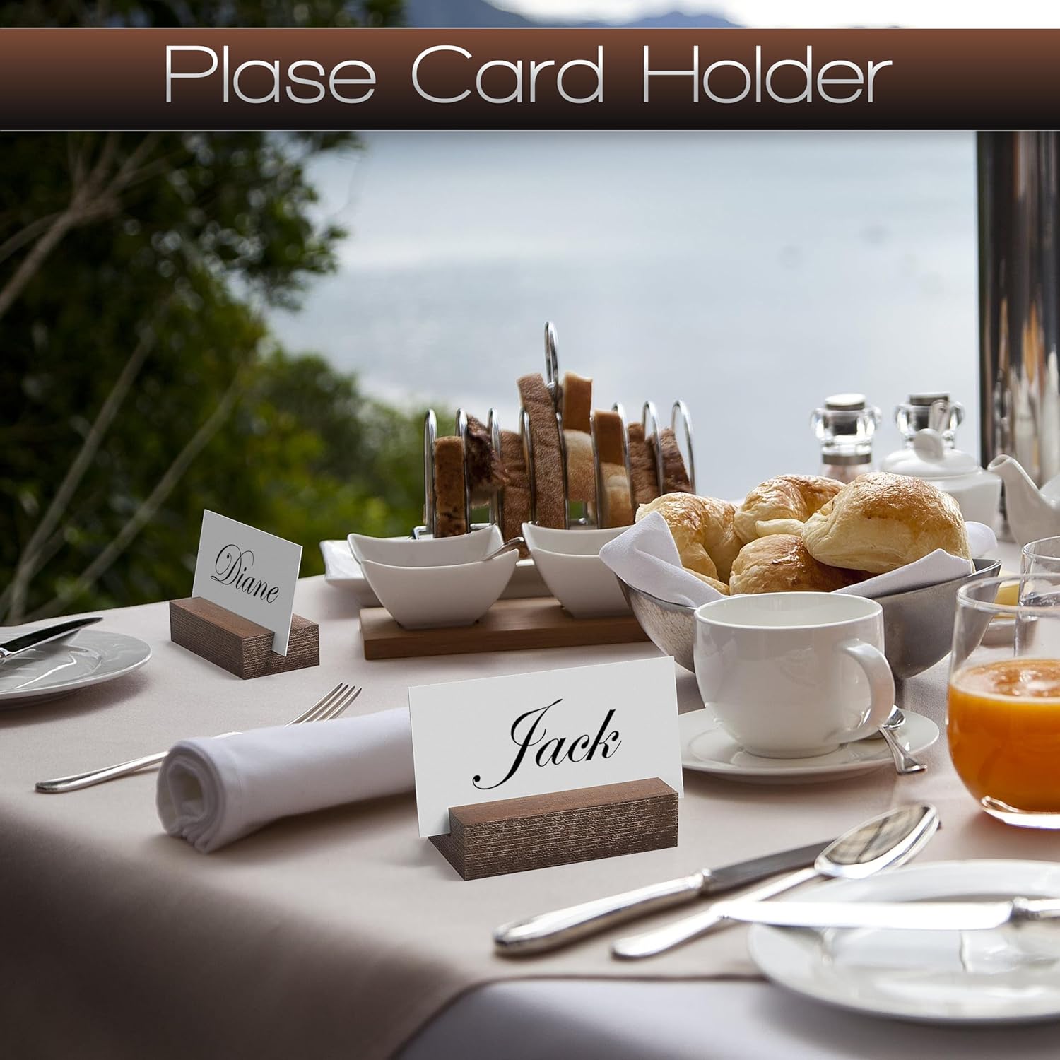 12 Pack Wood Place Card Holders Table Numbers for Events