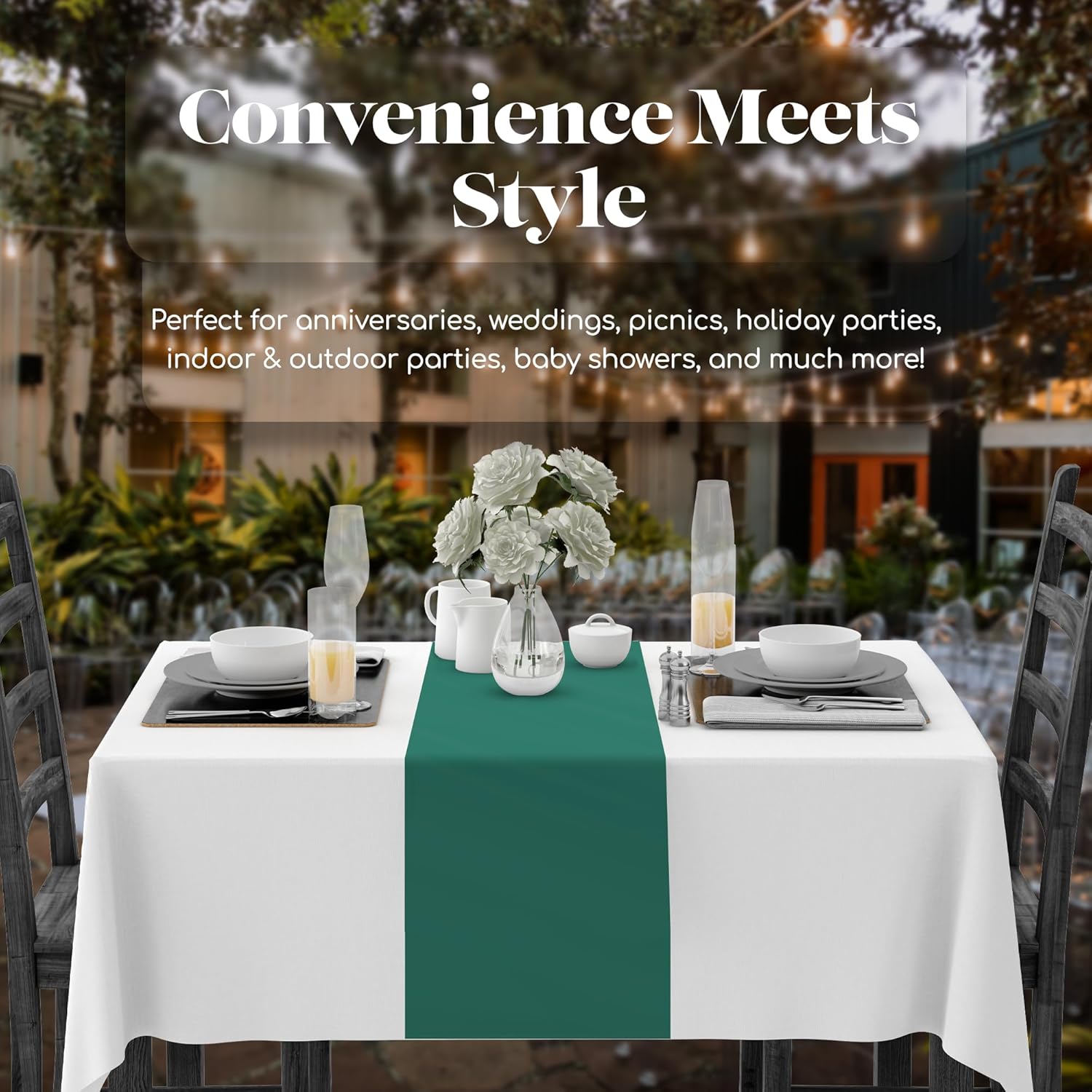 Dark Green 6 Pack Premium Disposable Table Runner 14 x 108 Inch