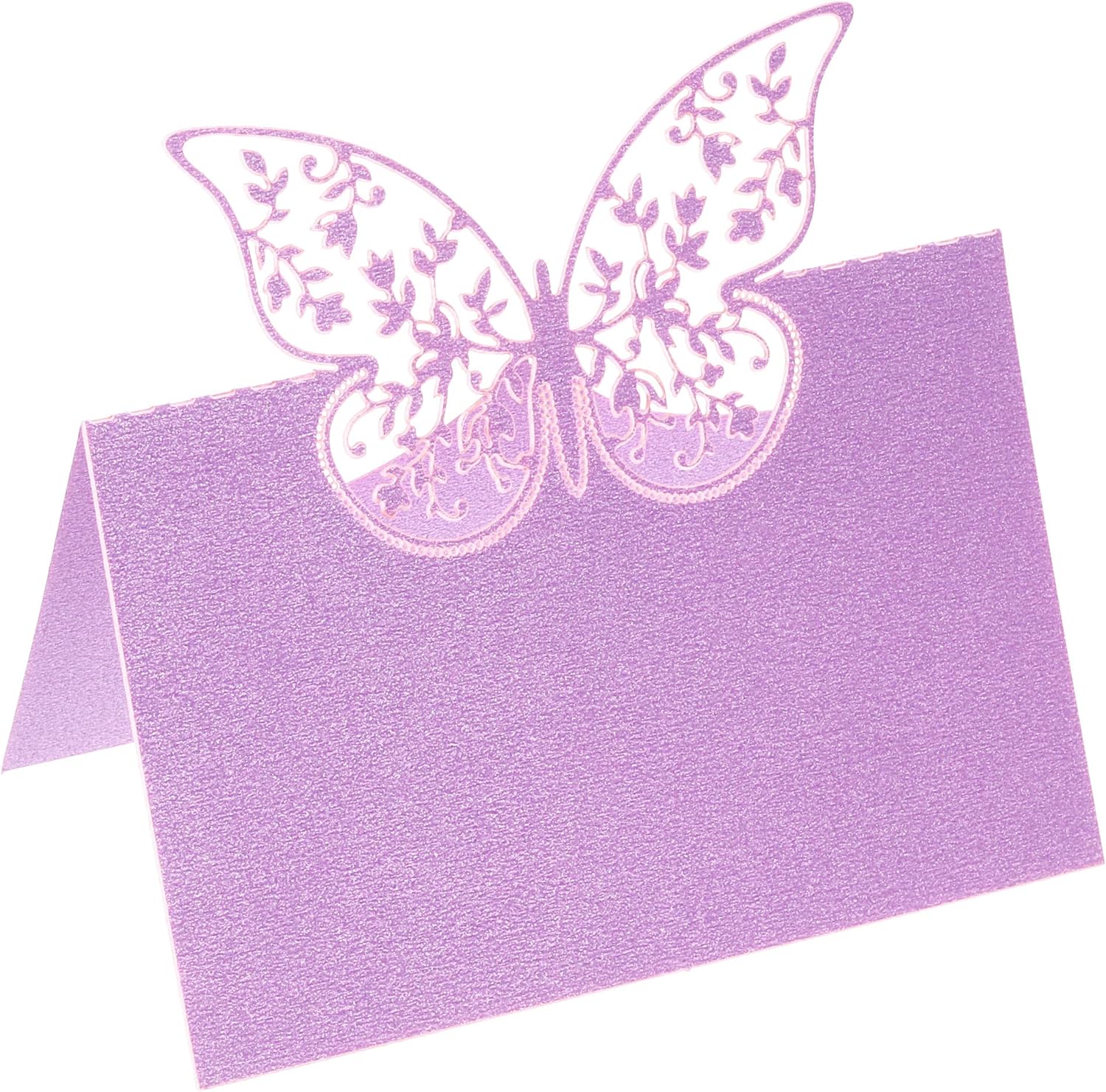 PATIKIL Table Name Place Cards 25Pcs Purple Butterfly Cut Design