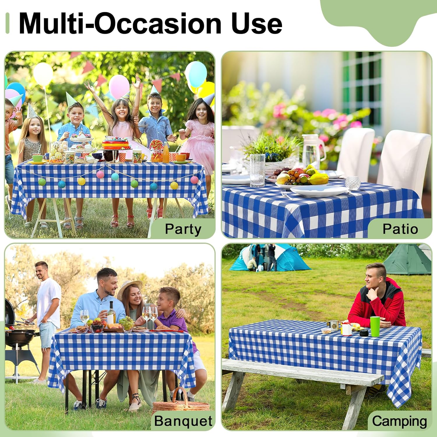 Misaya 8 Pack Buffalo Checkered Tablecloths 54x108 Inch Waterproof