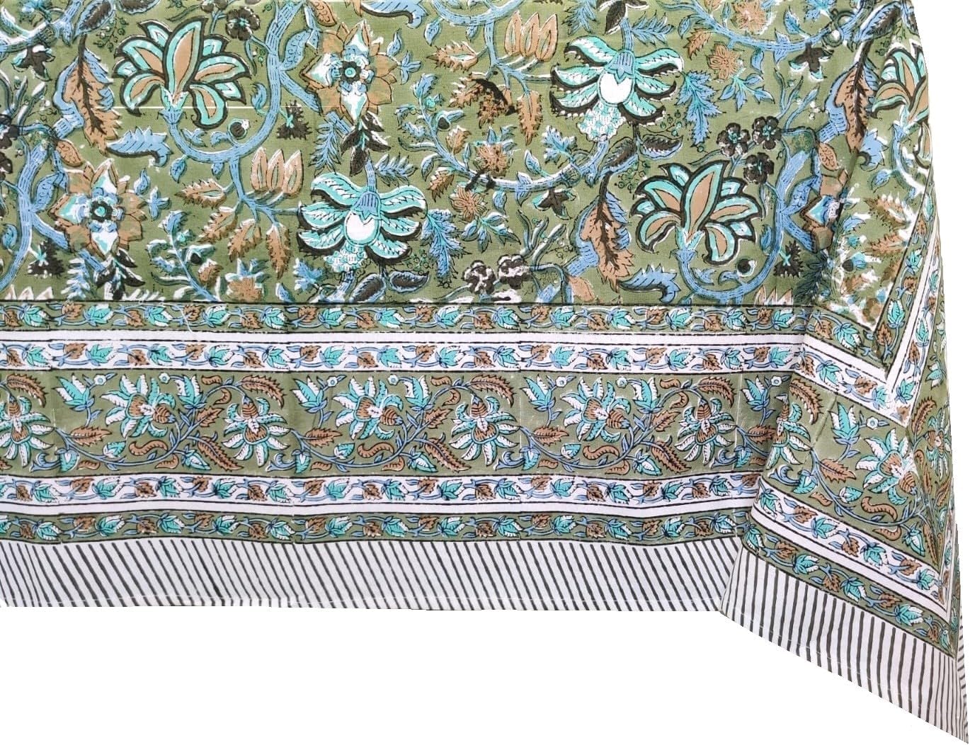 ATOSII Eden Green 100 Cotton Boho Square Tablecloth 60x60 Inches
