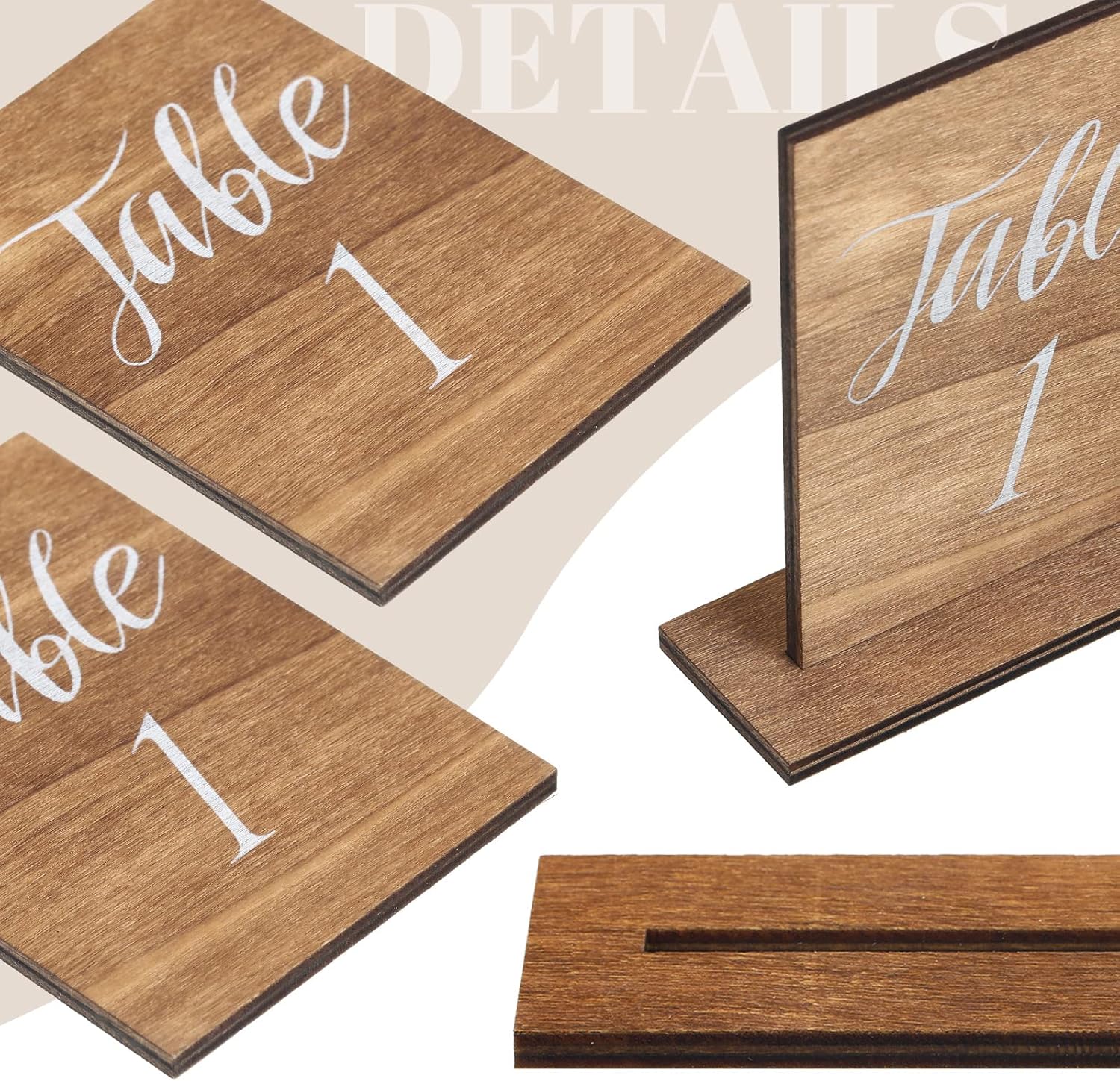 Chunful 20 Pcs Wooden Table Numbers with Base for Wedding Centerpieces