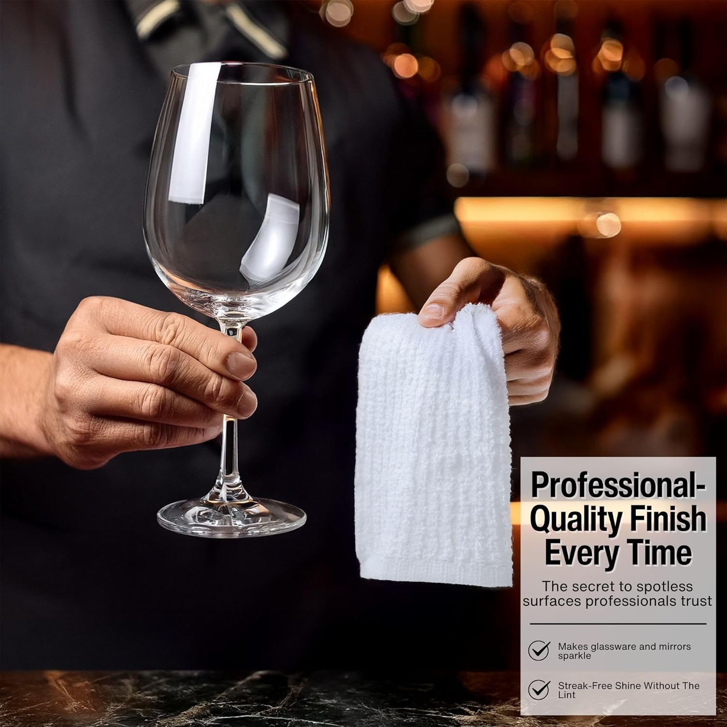 Living Fashions Bar Towels 12 Pack 16x19 Premium Cotton