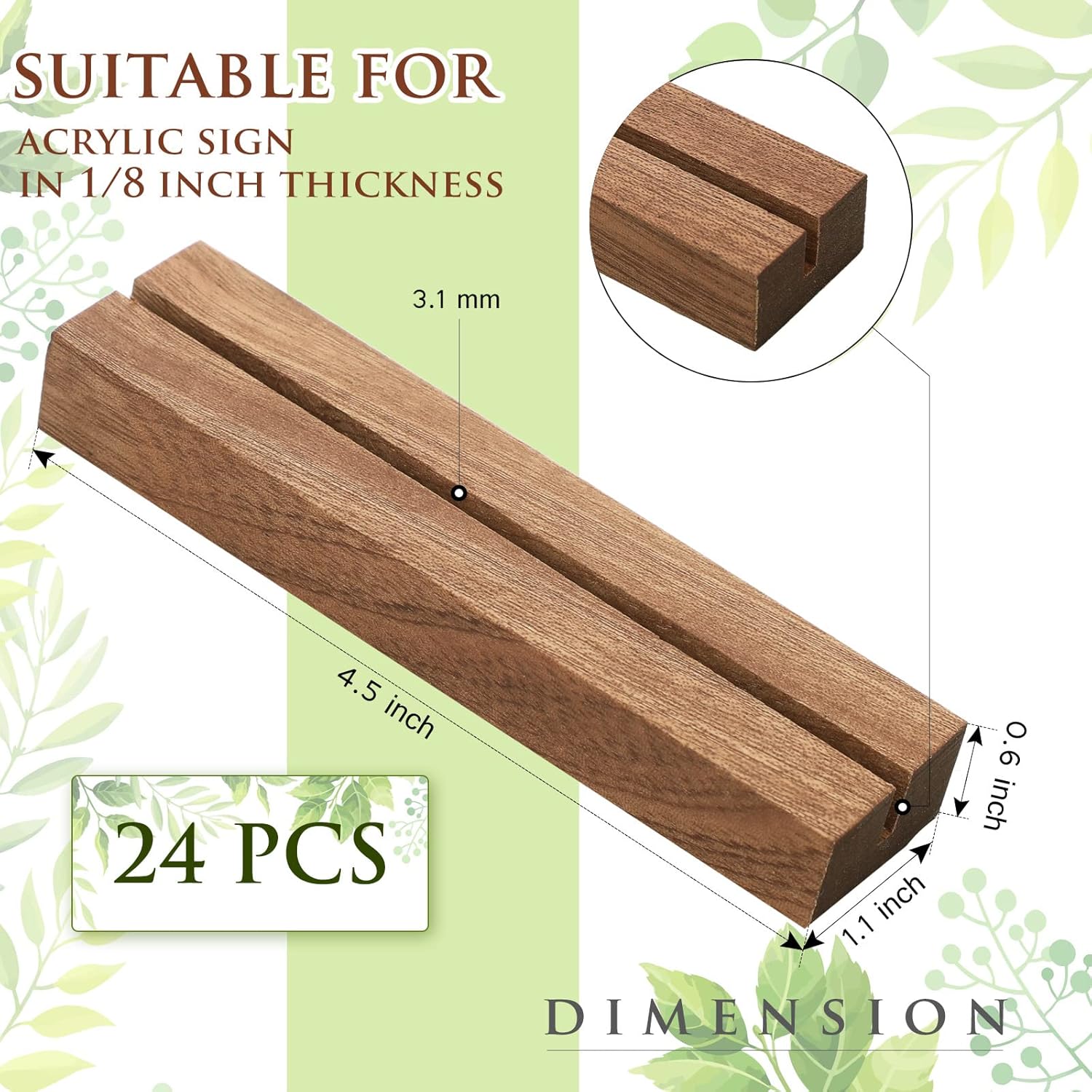 Roowest 24 Pcs 45 Inch Wooden Table Number Holders