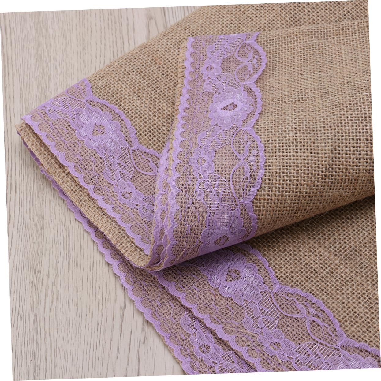 275x30cm Burlap Table Runner with Rustic Lace Edging