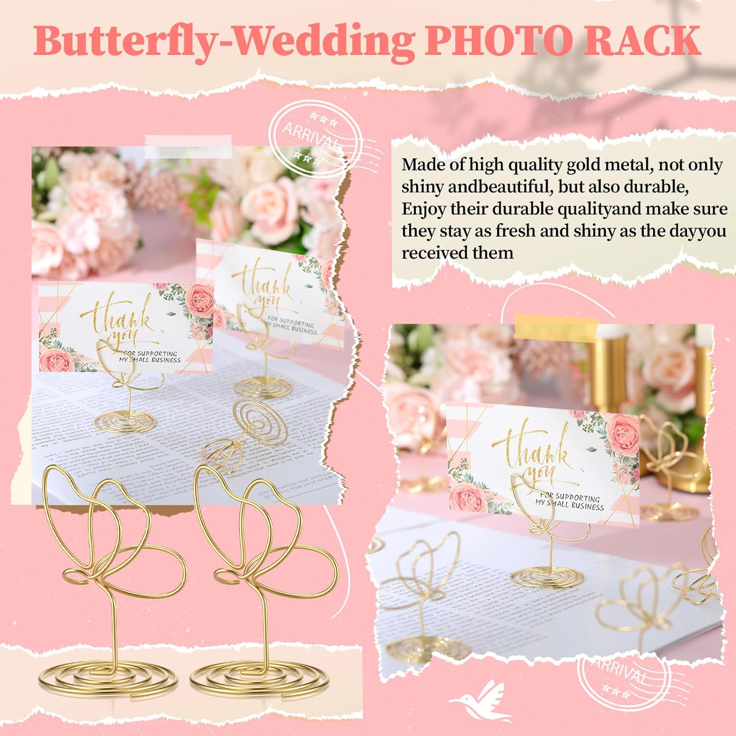 24 Pcs Gold Butterfly Place Card Holders for Events