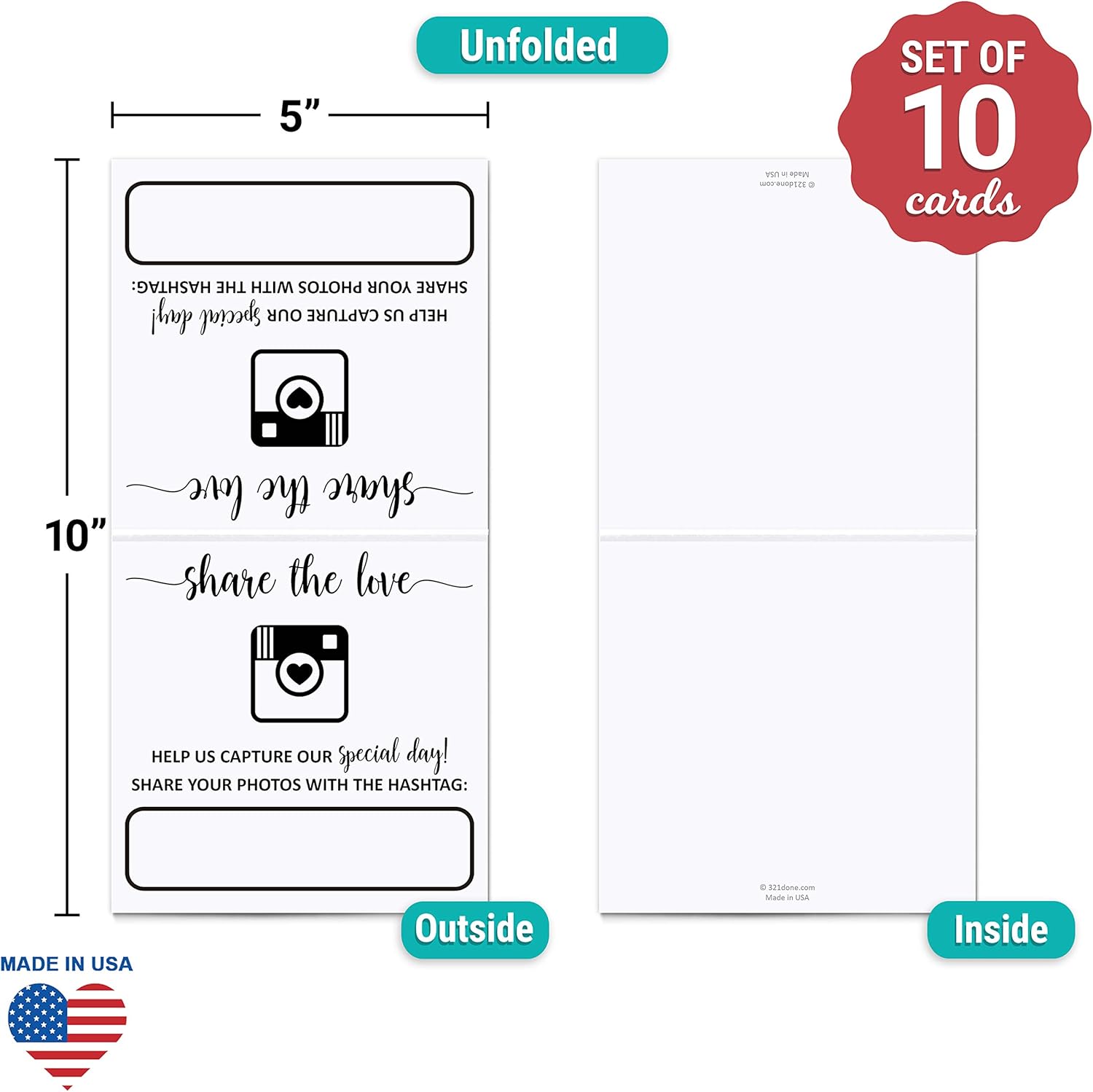 321Done Wedding Hashtag Signs Set of 10