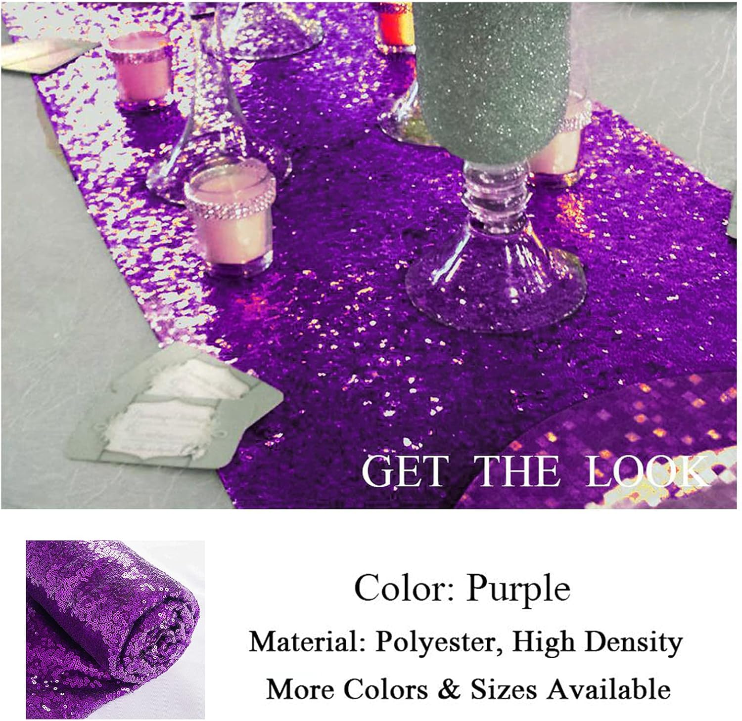ShinyBeauty Purple Sequin Table Runner 12x72-Inch