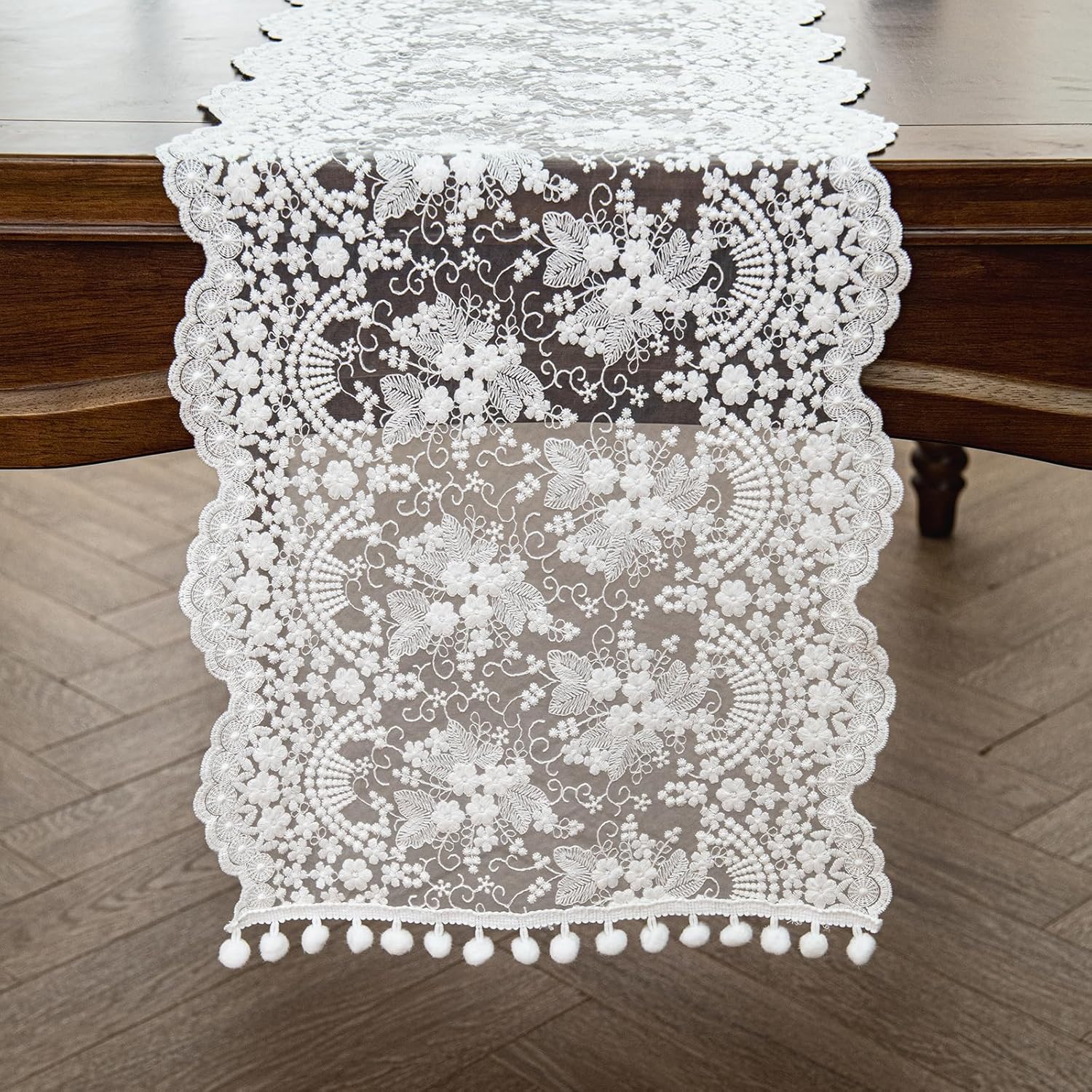 Joyfol Day White Lace Table Runner 14x36 Inch
