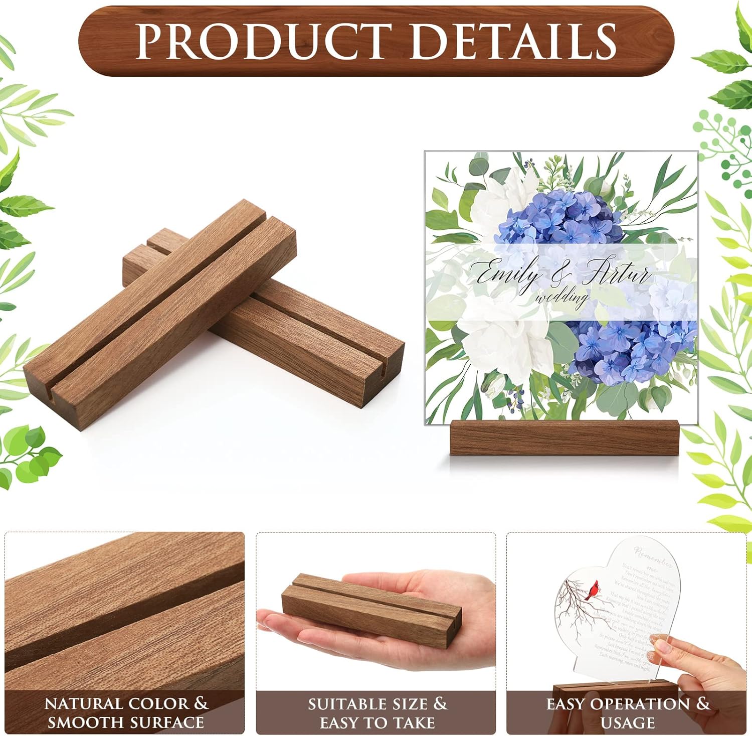 Roowest 24 Pcs 45 Inch Wooden Table Number Holders