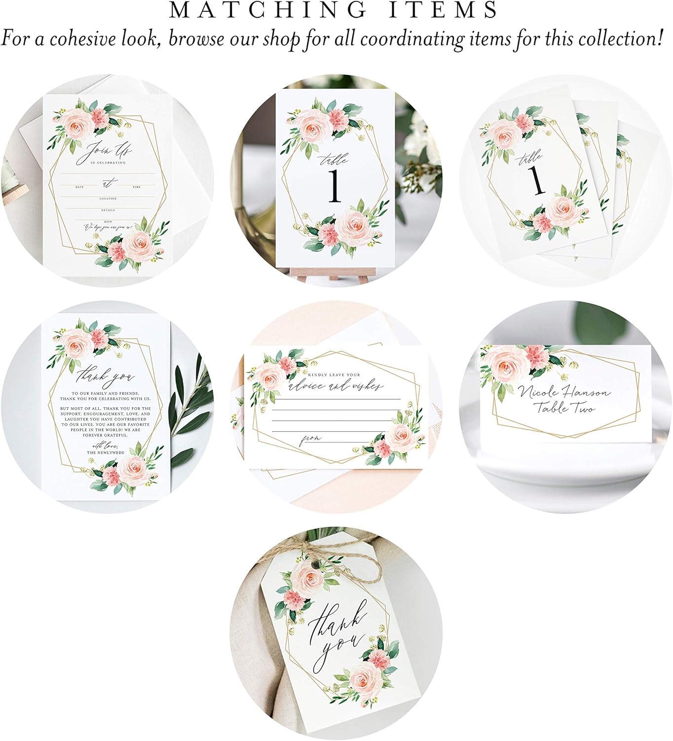 Bliss Collections Floral Place Cards 50 Pack 2 x 35 Inches
