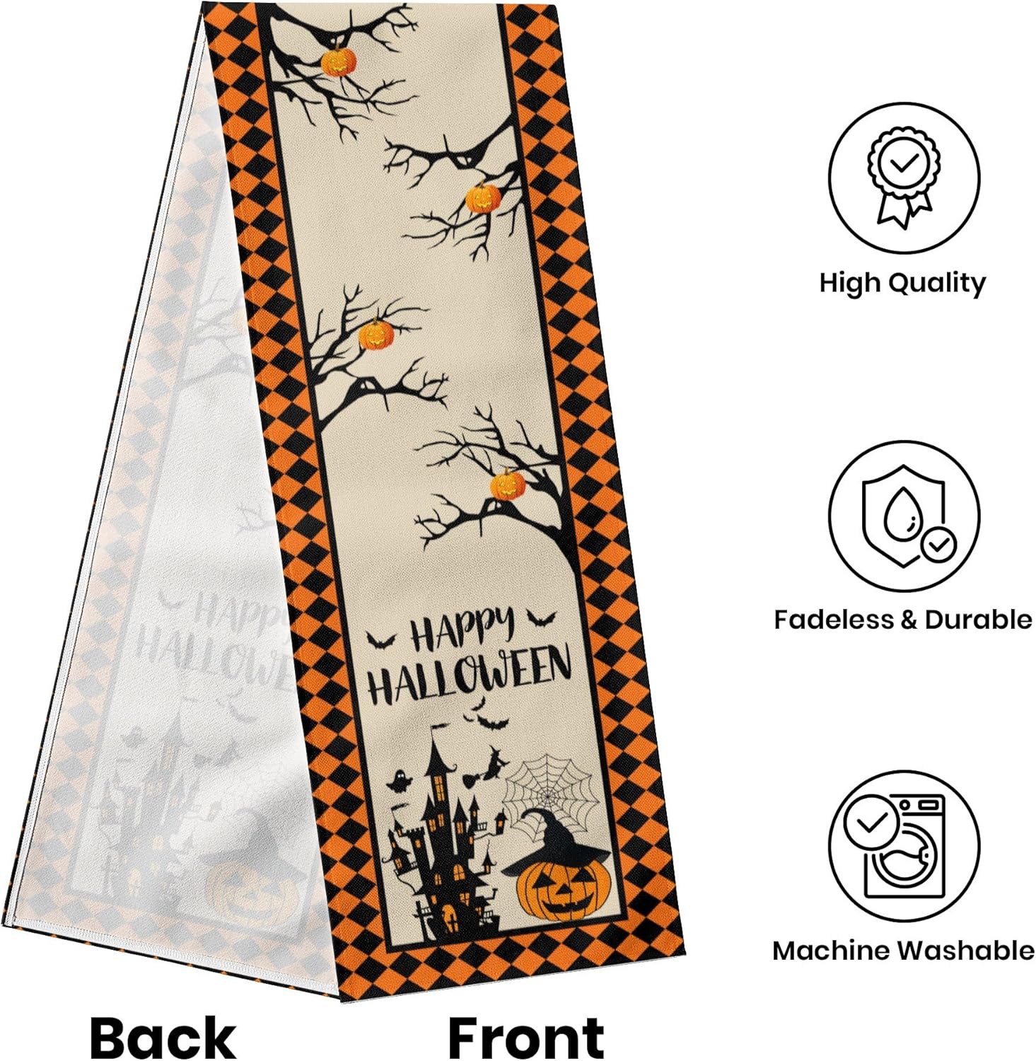 Anragon Pumpkin Table Runner Halloween Decor 72 Inches Long
