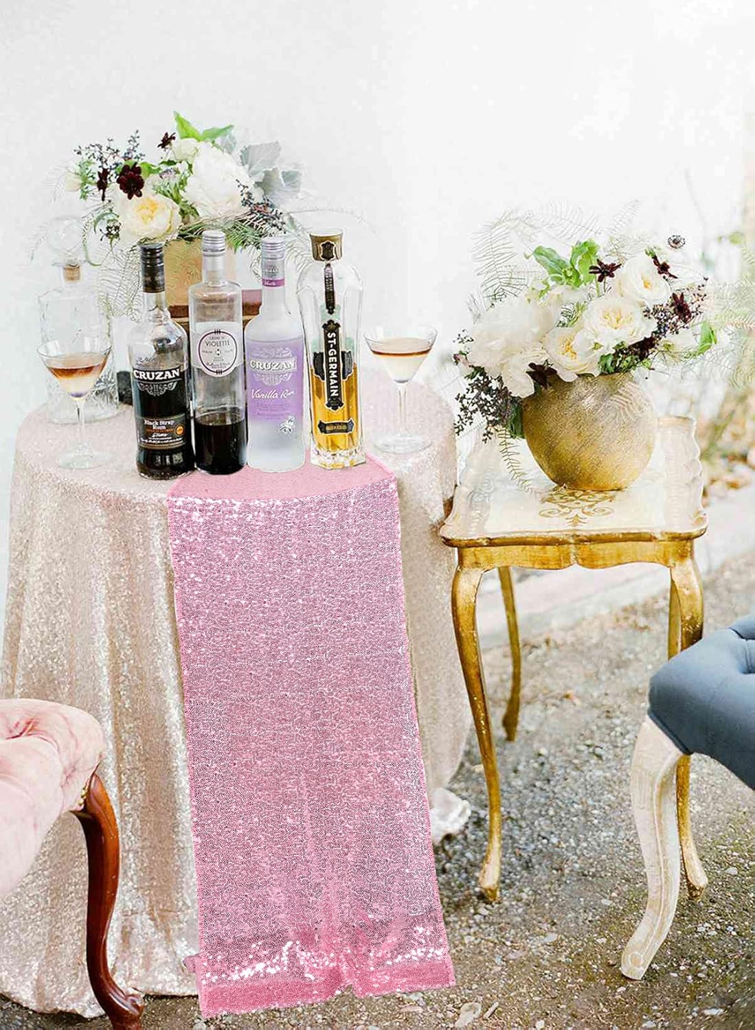 ShinyBeauty 12x72-Inch Fuchsia Pink Sequin Table Runner