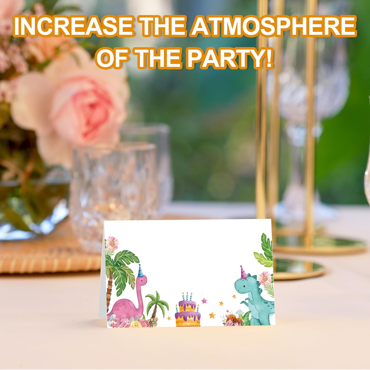 Dinosaur Place Cards for Birthday Party Baby Shower Gender Reveal 25 Pack