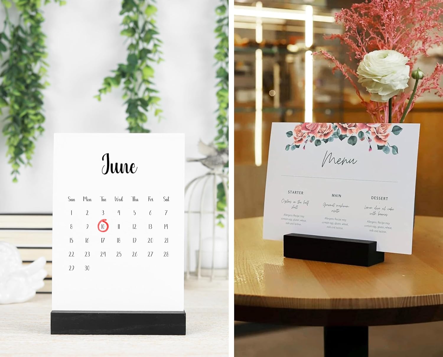 10 Pack Black Wood Place Card Holders for Events