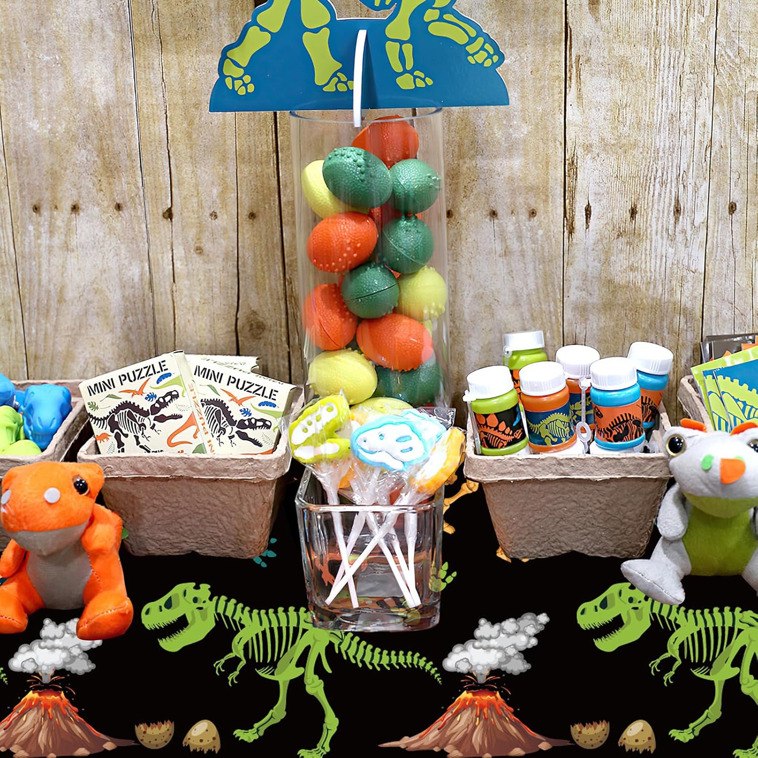 4-Pack Dinosaur Tablecloth for Kids Birthday Party Decorations