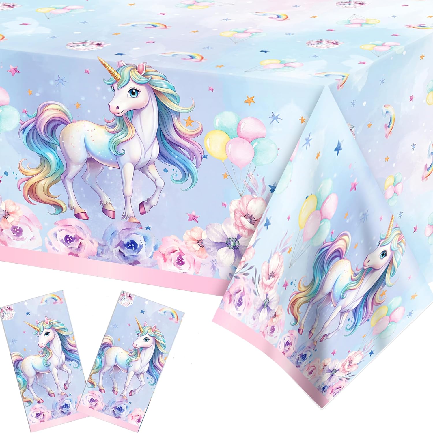 2 PCS Unicorn Disposable Tablecloth 86x51 Inches