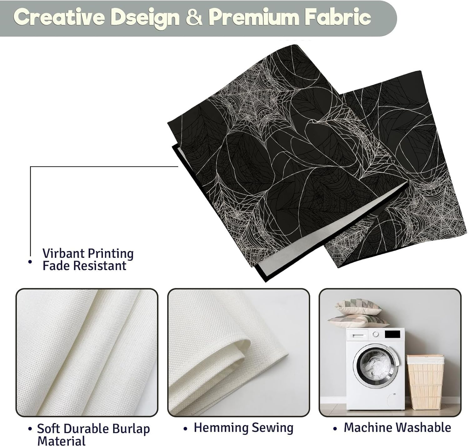 PROCIDA Halloween Spider Web Table Runner 13x72 Inch