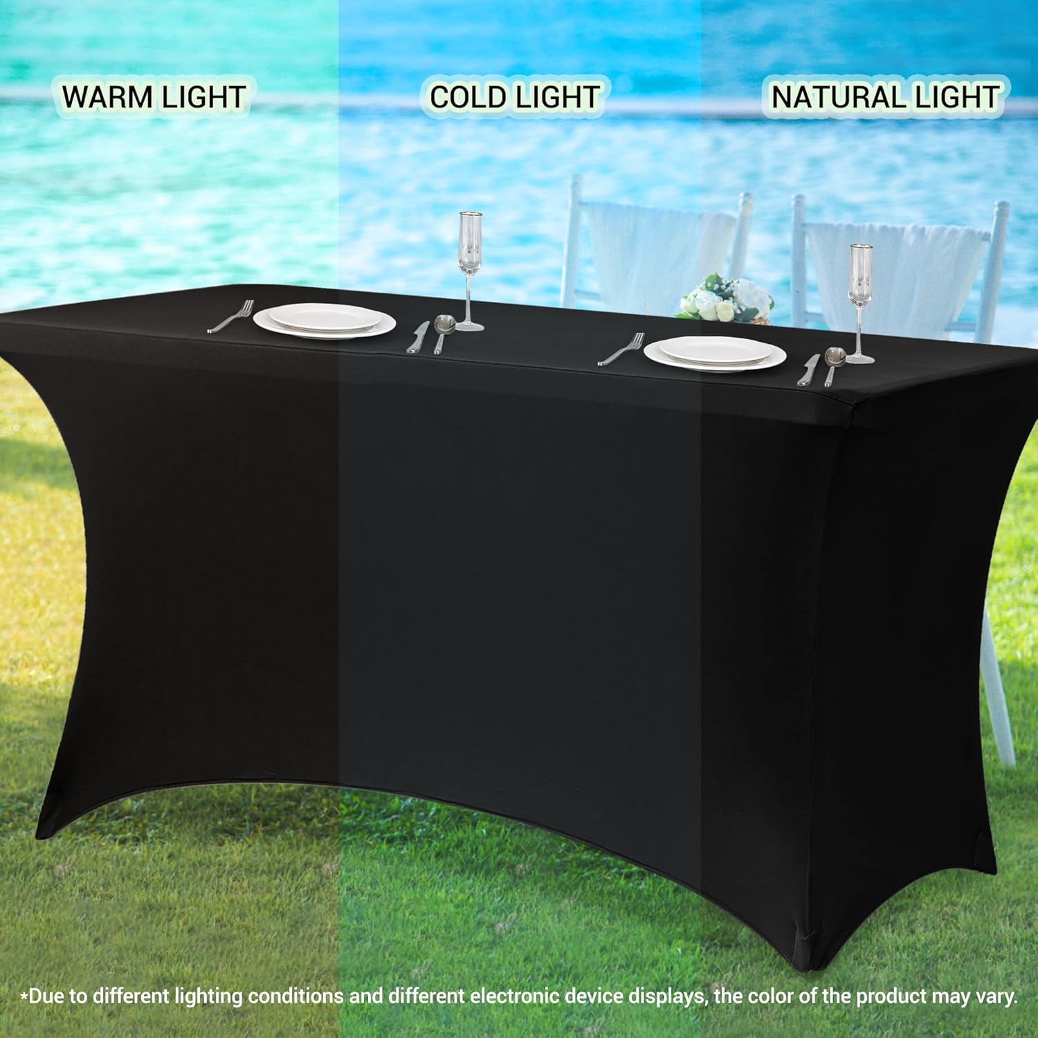 Obstal 6 Pack Stretch Spandex Table Covers for 6 Foot Tables 1