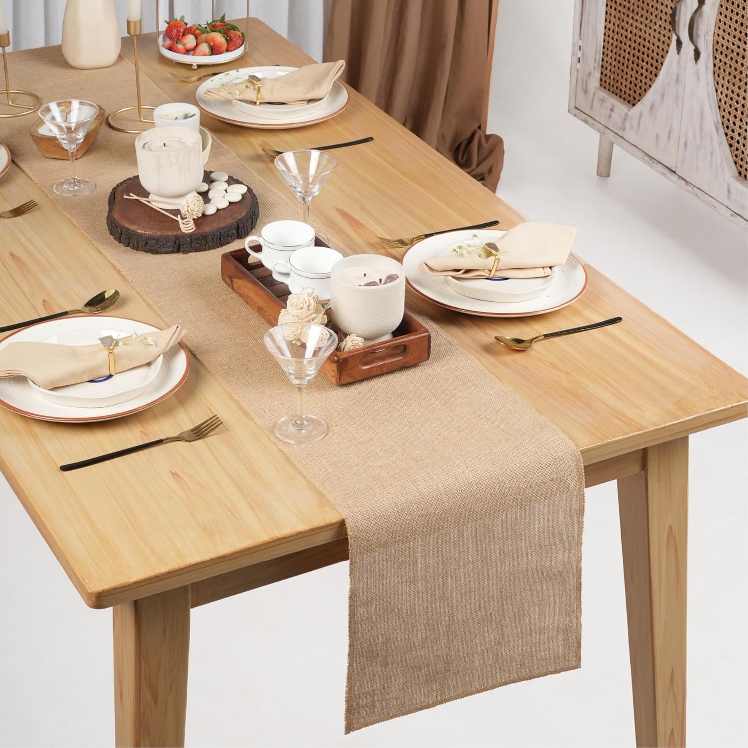 Rajrang Jute Burlap Table Runner 360x12 Inch Natural