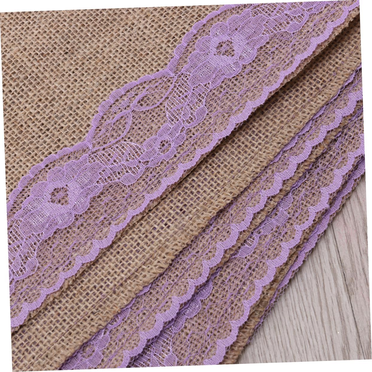 Unomor 275x30cm Burlap Table Runner with Lace Edging