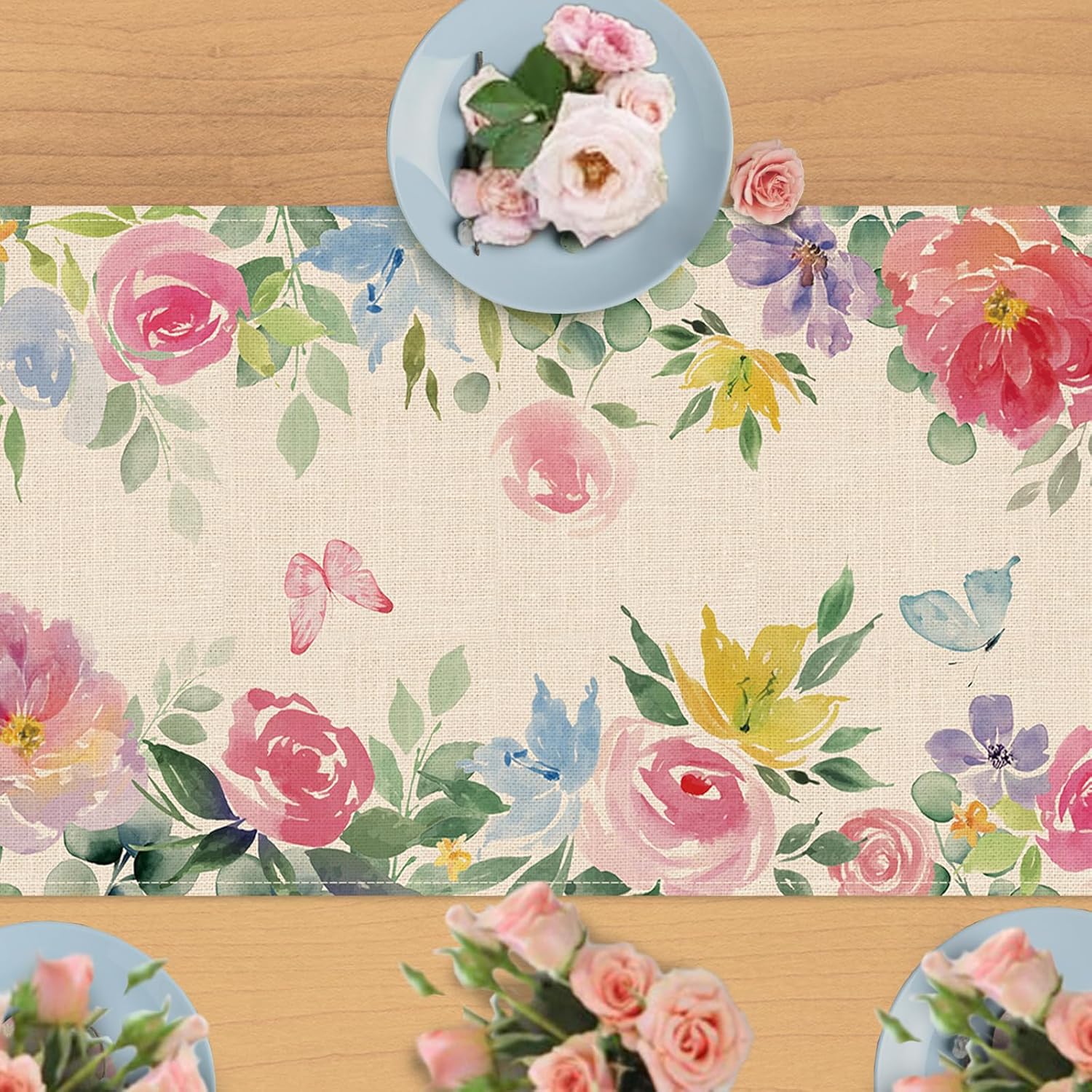 Seliem Spring Summer Floral Table Runner 13x72 Inches