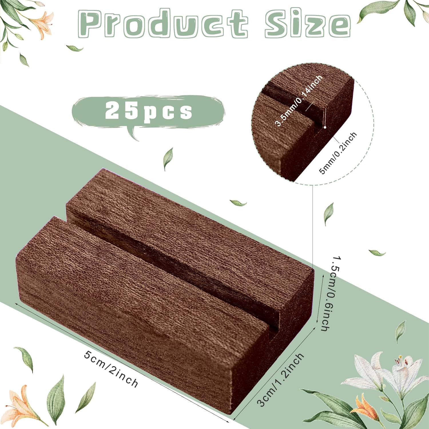 25 Pcs Wood Place Card Holder Rustic Table Number Stand