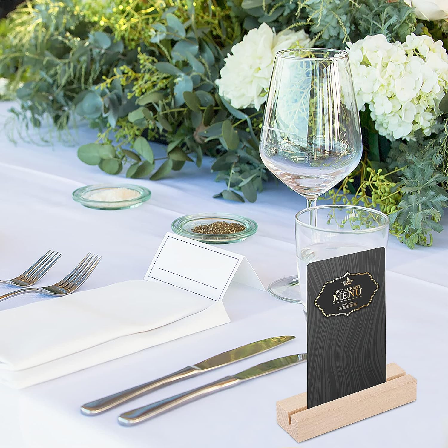 Elegant Wooden Place Card Holders Set of 8