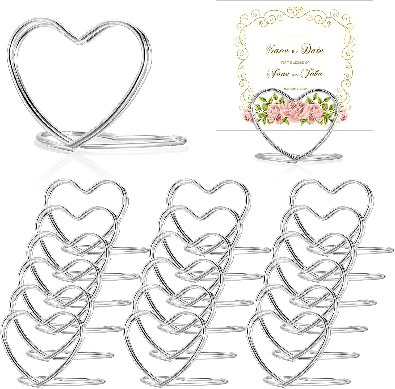 Moxweyeni 20 Pcs Heart Shape Place Card Holders