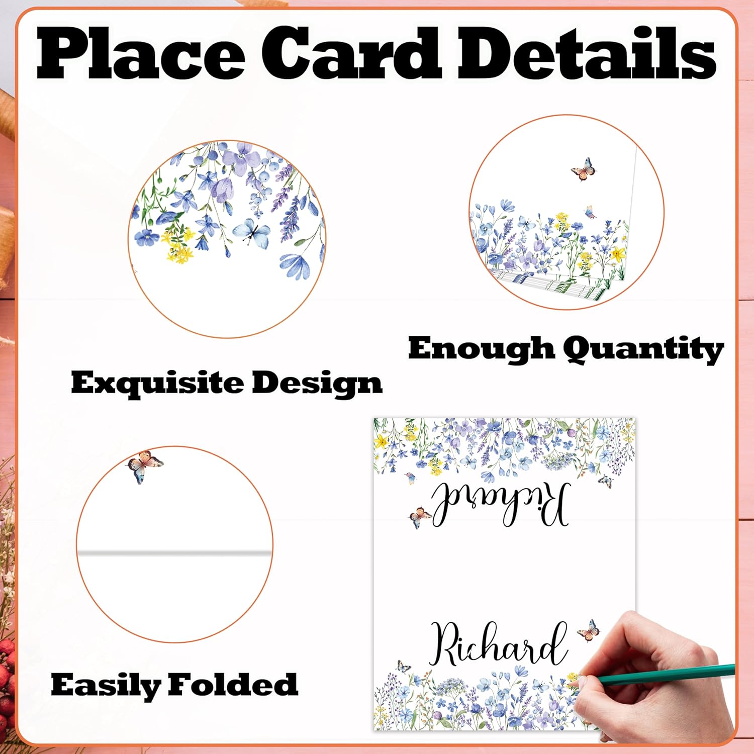Wildflowers Place Cards For Girls 25 Pack
