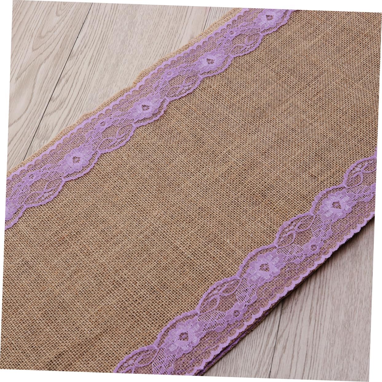 275x30cm Burlap Table Runner with Rustic Lace Edging