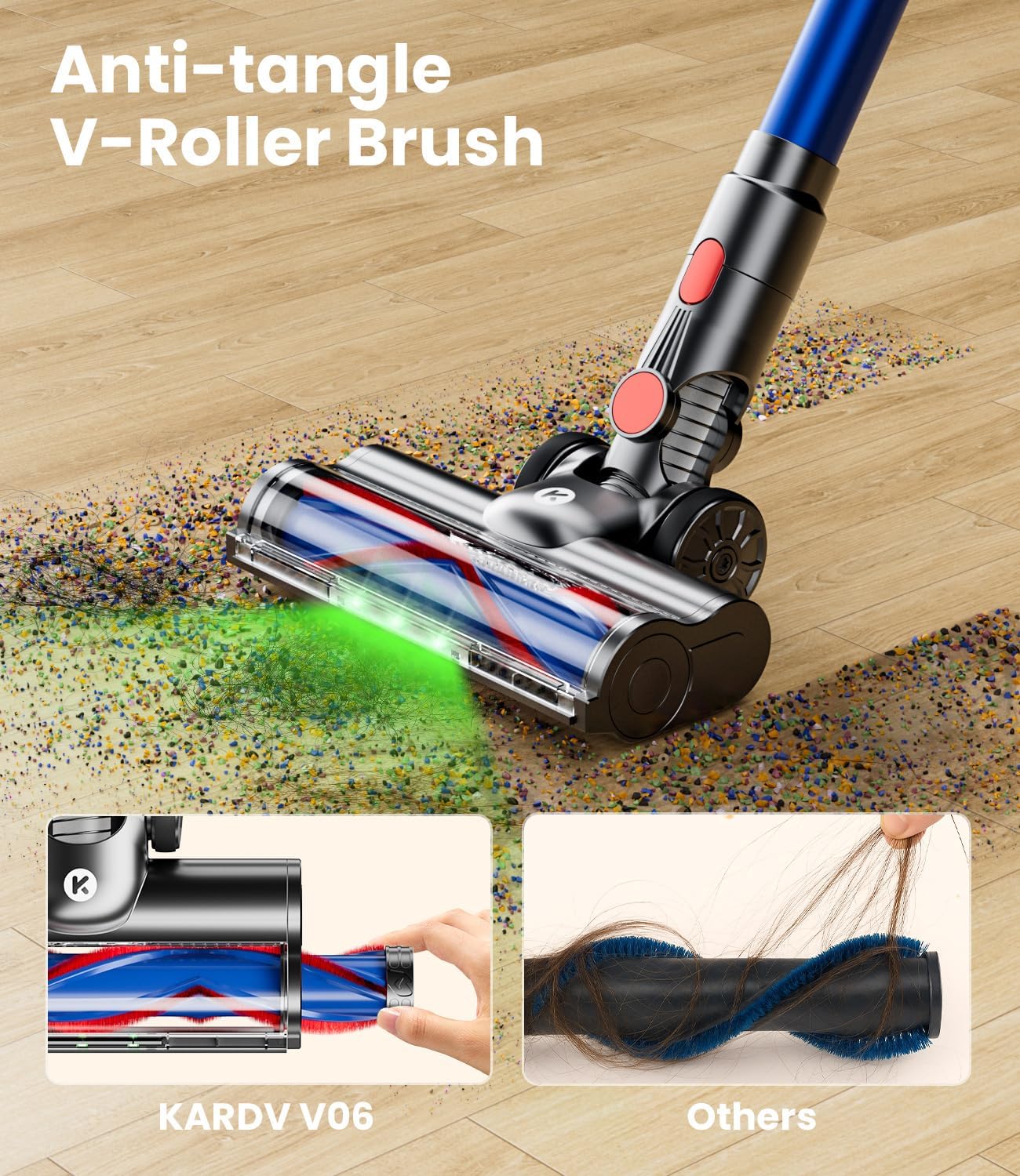 KARDV Cordless Vacuum Cleaner 500W 40KPa 60Mins 8 in 1