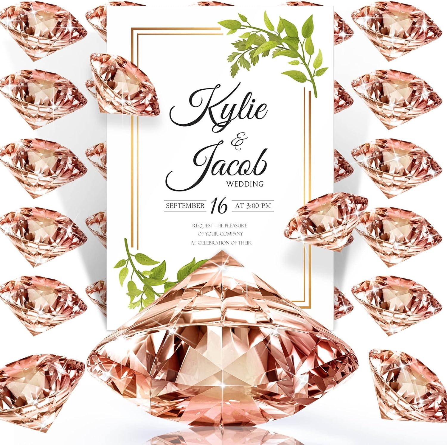 MTLEE 36-Piece Diamond Place Card Holders Rose Gold