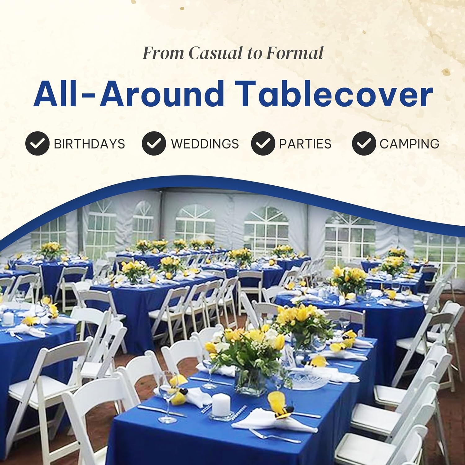 Amatra Plastic Table Cover Roll 54 in x 120 ft Blue Self-Cutter