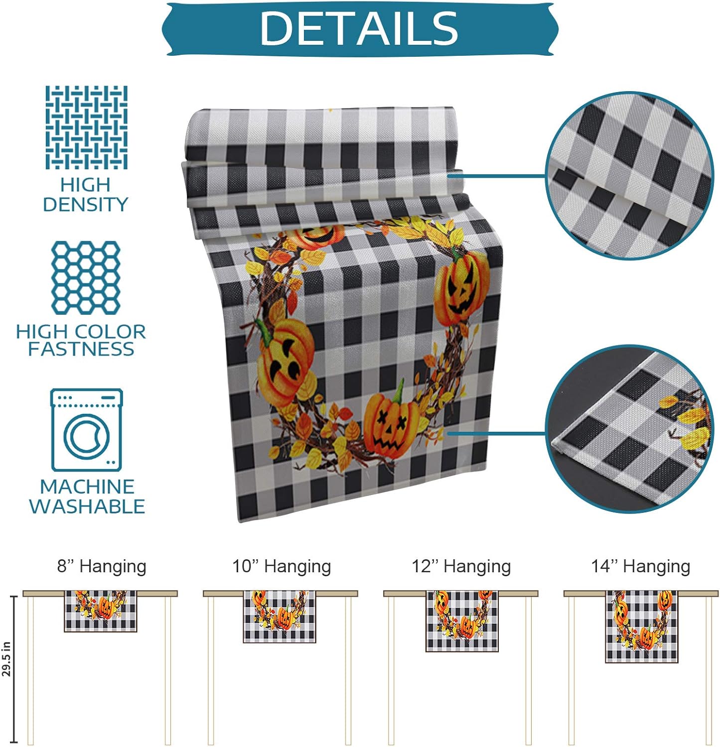 TH XHome Linen Table Runner 183 Inches Long Farmhouse Decor