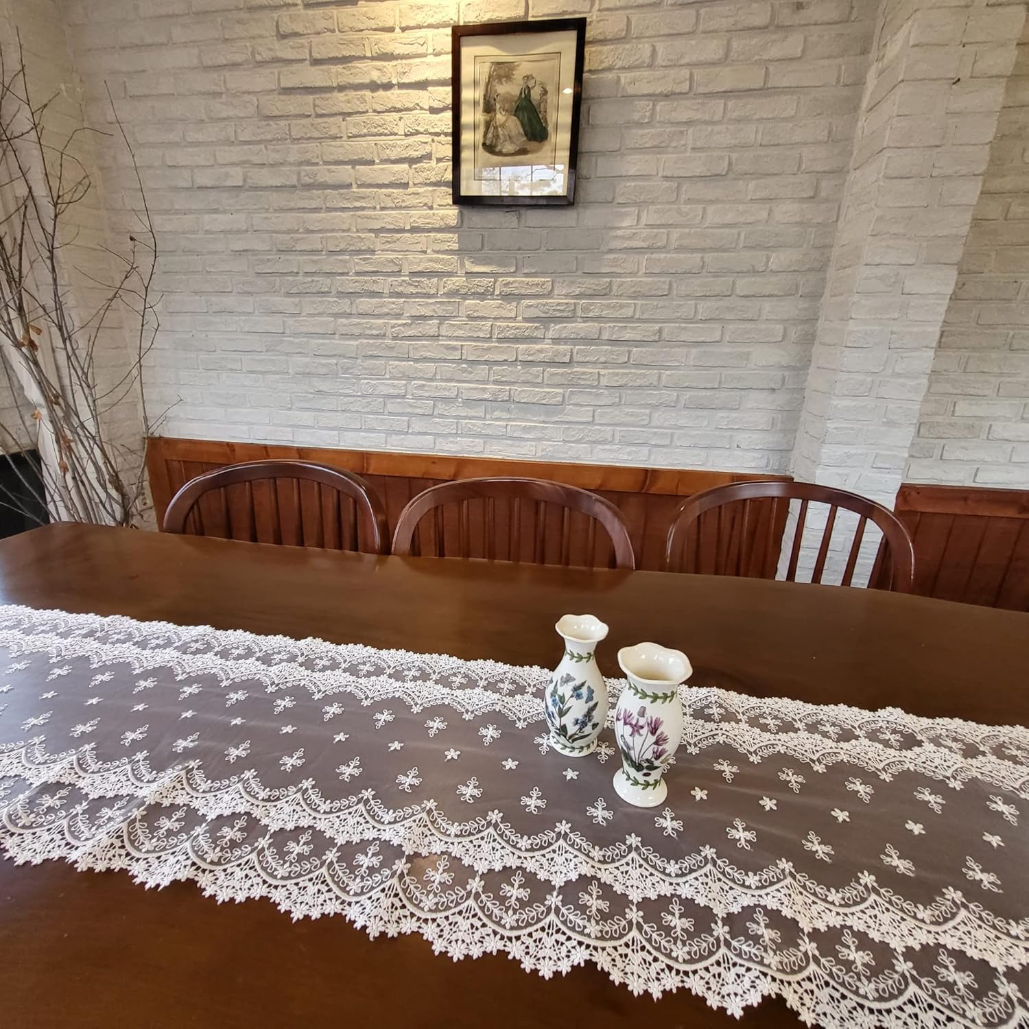 Lacely Inicia Table Lace Runner 12x70 Inch White Decor