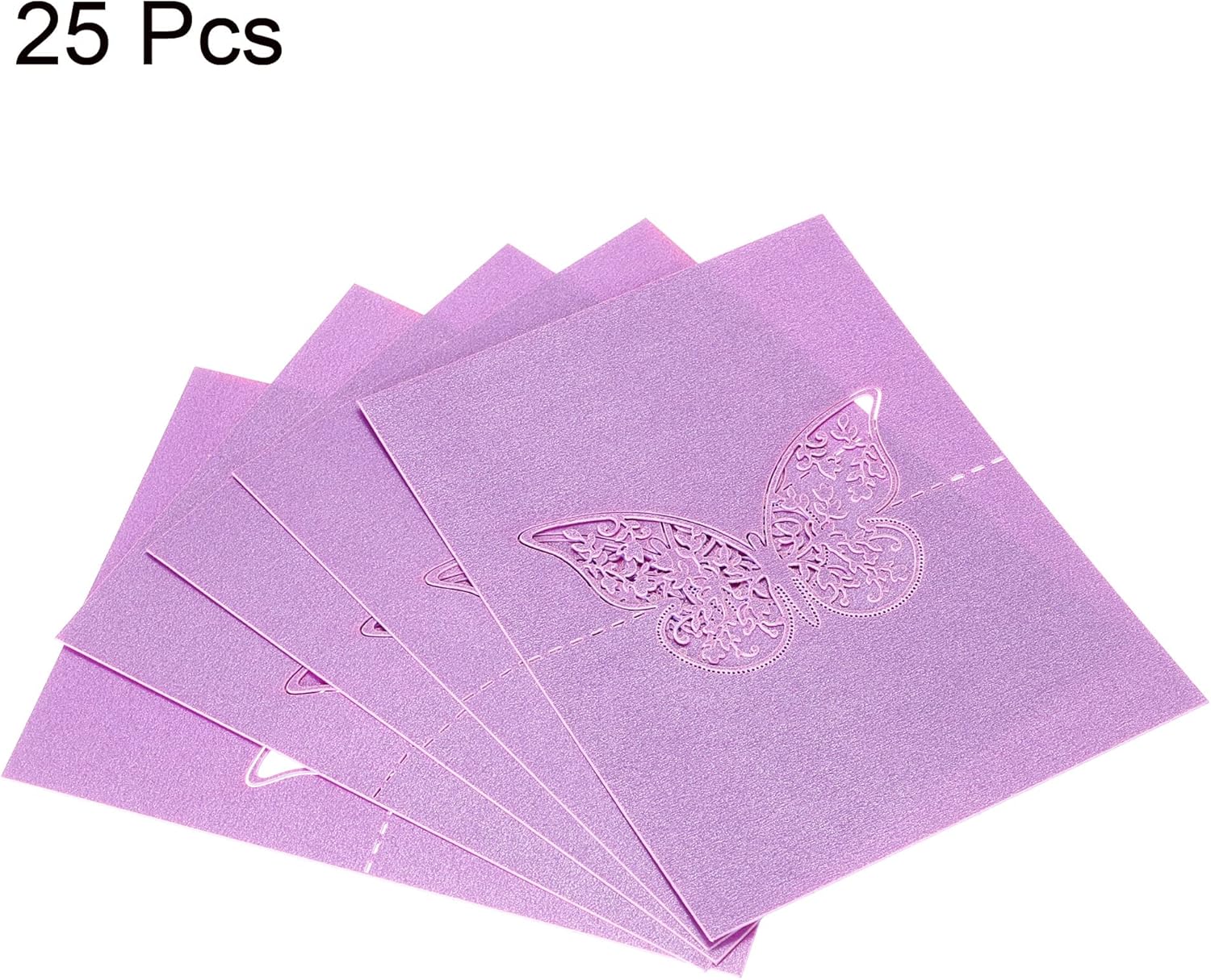 PATIKIL Table Name Place Cards 25Pcs Purple Butterfly Cut Design