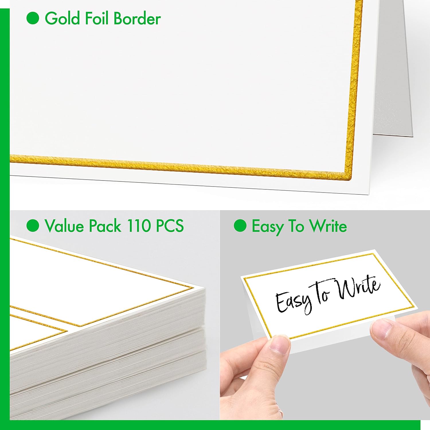 110 PCS Tent Cards with Gold Foil Border