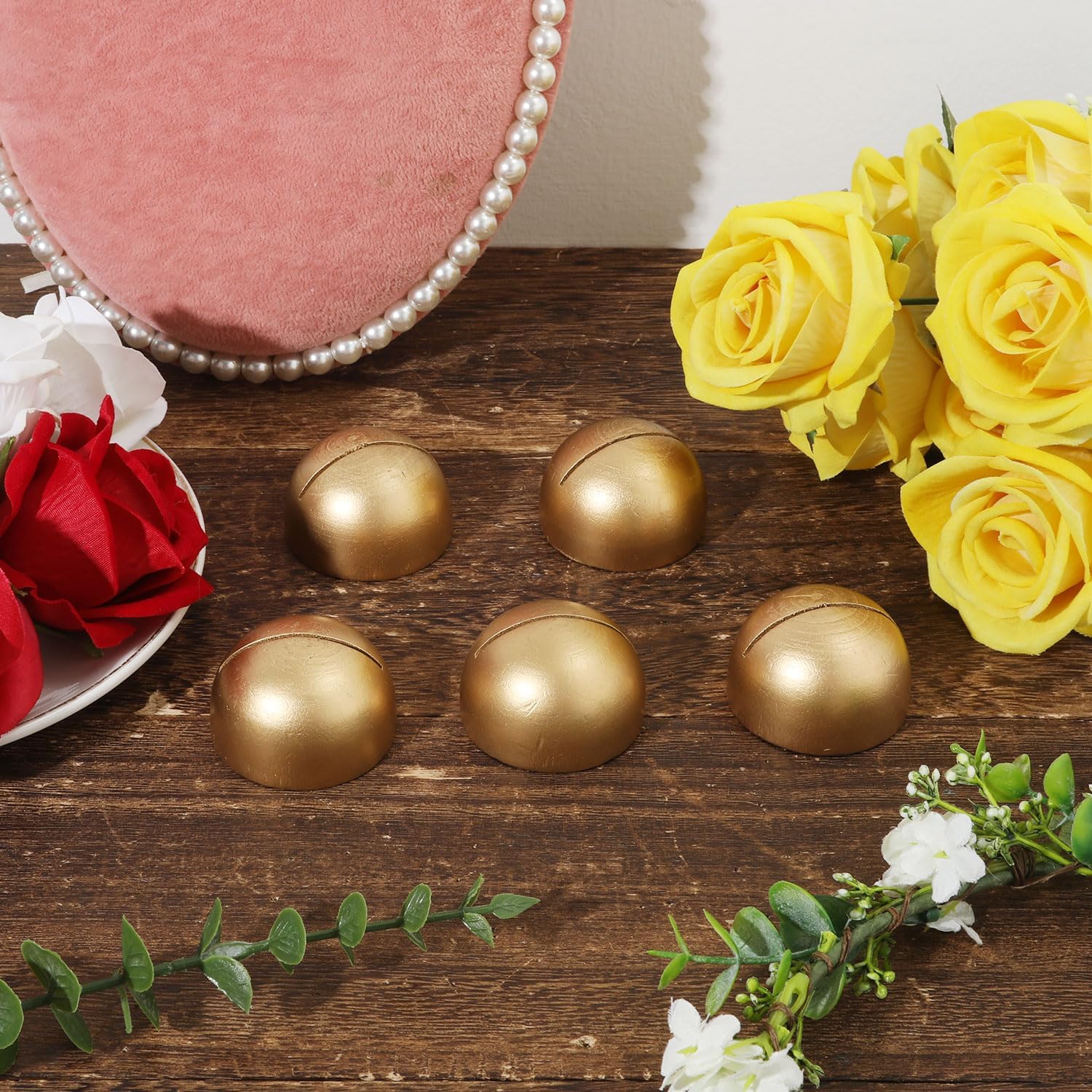 12pcs Round Table Number Stands Modern Place Card Holders - Gold