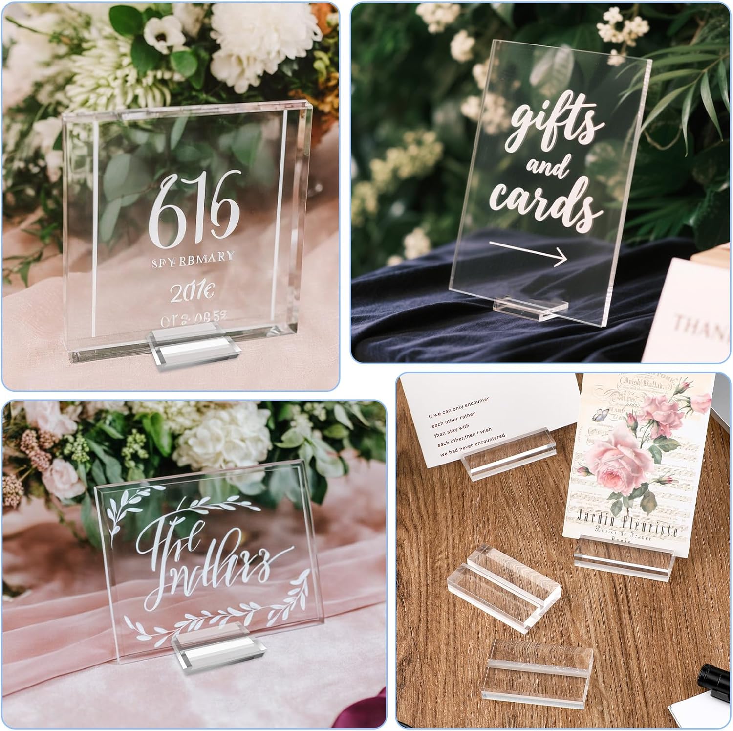 12 PCS Clear Acrylic Place Card Holders for Table