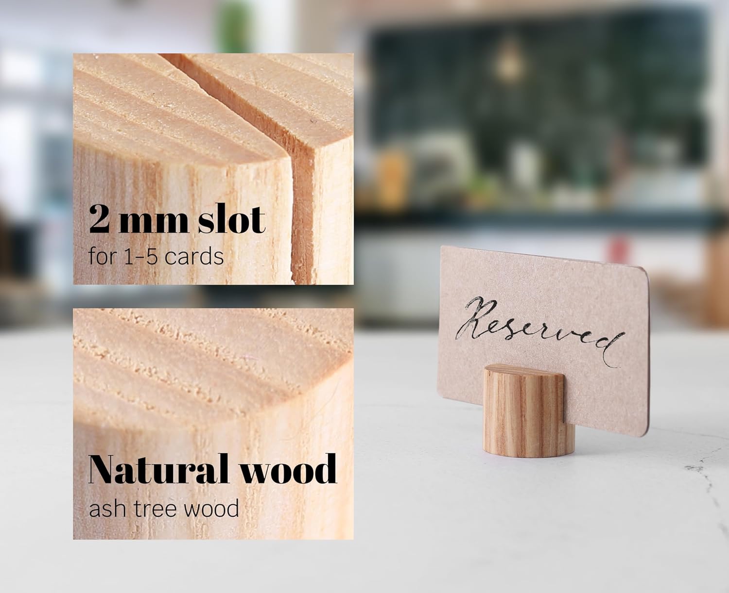 20 Pack Mini Wood Table Number Holders Light Beige