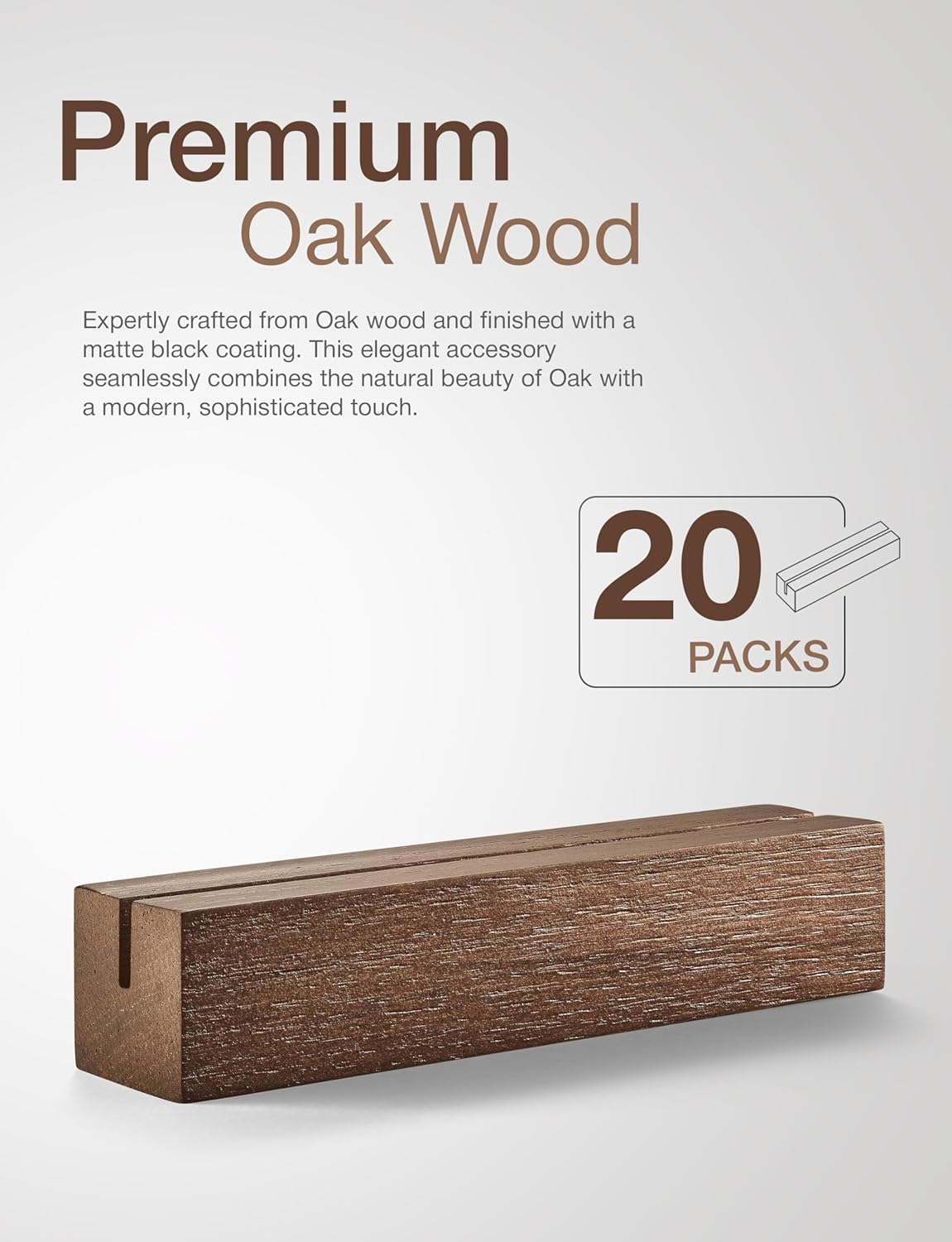 20 pcs Oak Wood Place Card Holder with Walnut Stain