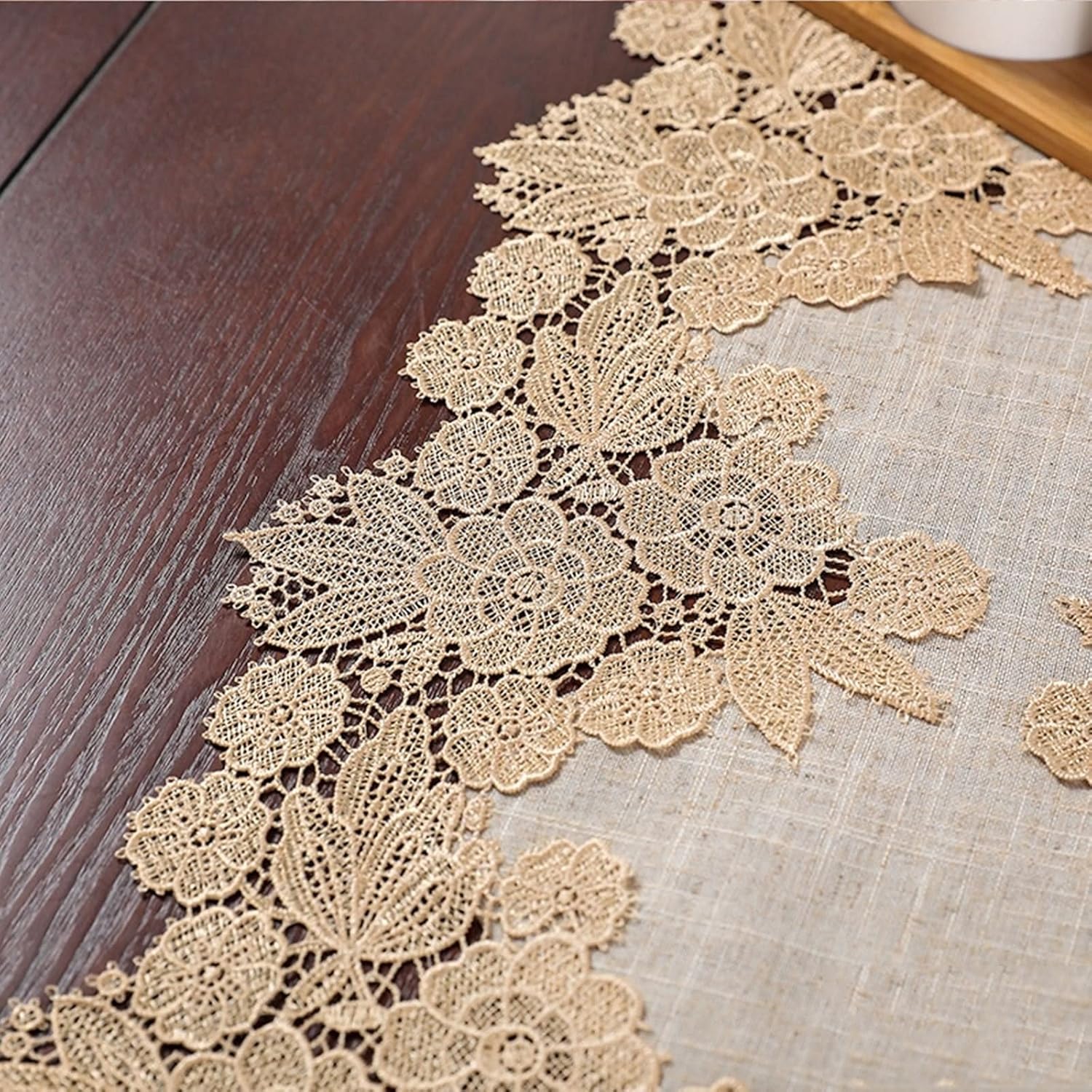 Skcess Coffee Table Runner 35x90cm Polyester Lace Pattern Table Linen