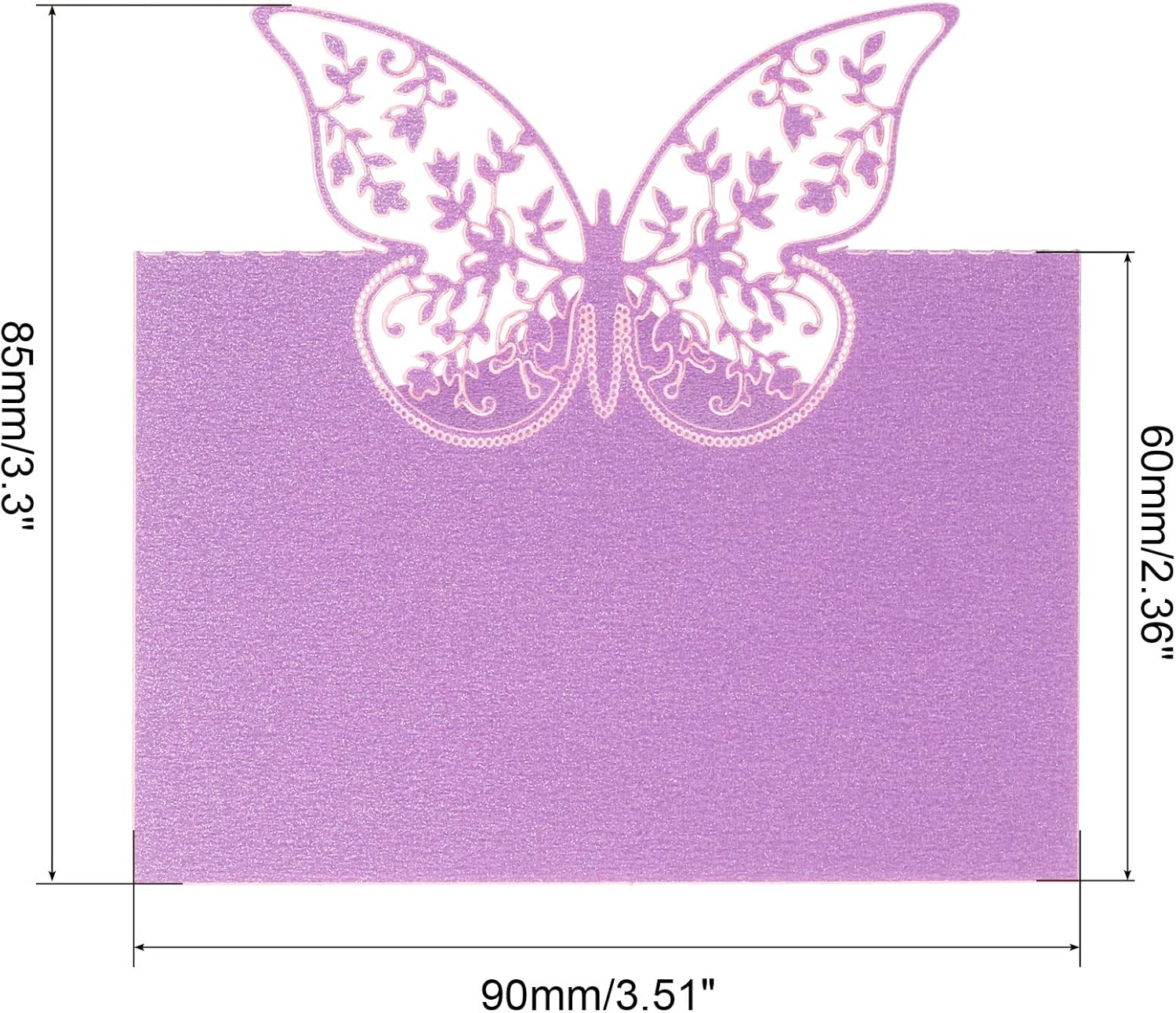 PATIKIL Table Name Place Cards 25Pcs Purple Butterfly Cut Design