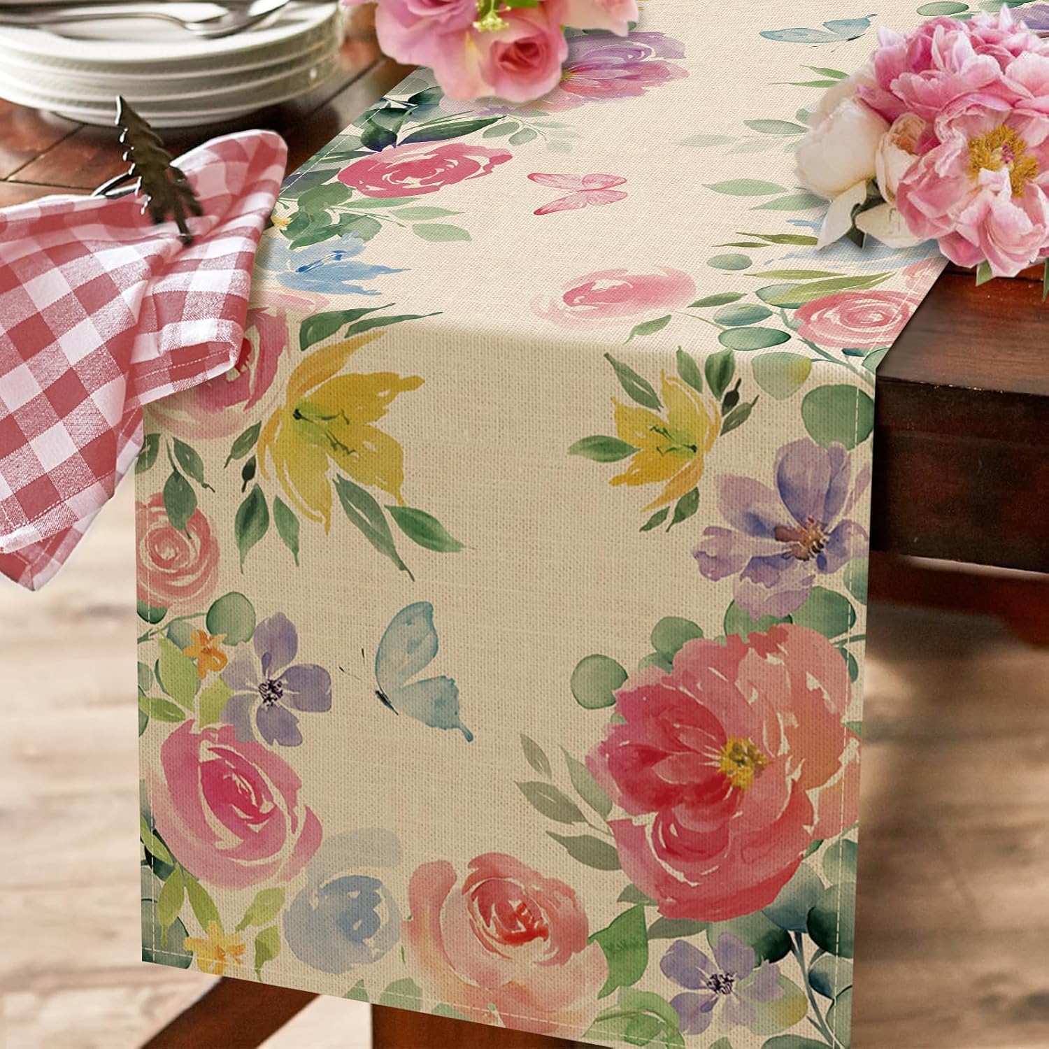 Seliem Spring Summer Floral Table Runner 13x72 Inches