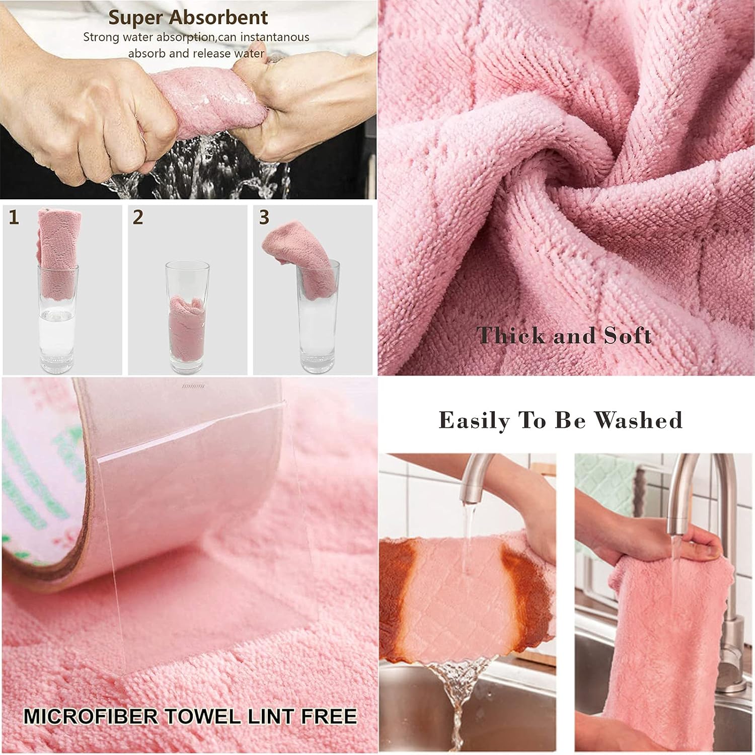 32 Pack Microfiber Dish Towels Ultra Absorbent Non-Stick Kitchen Cloths