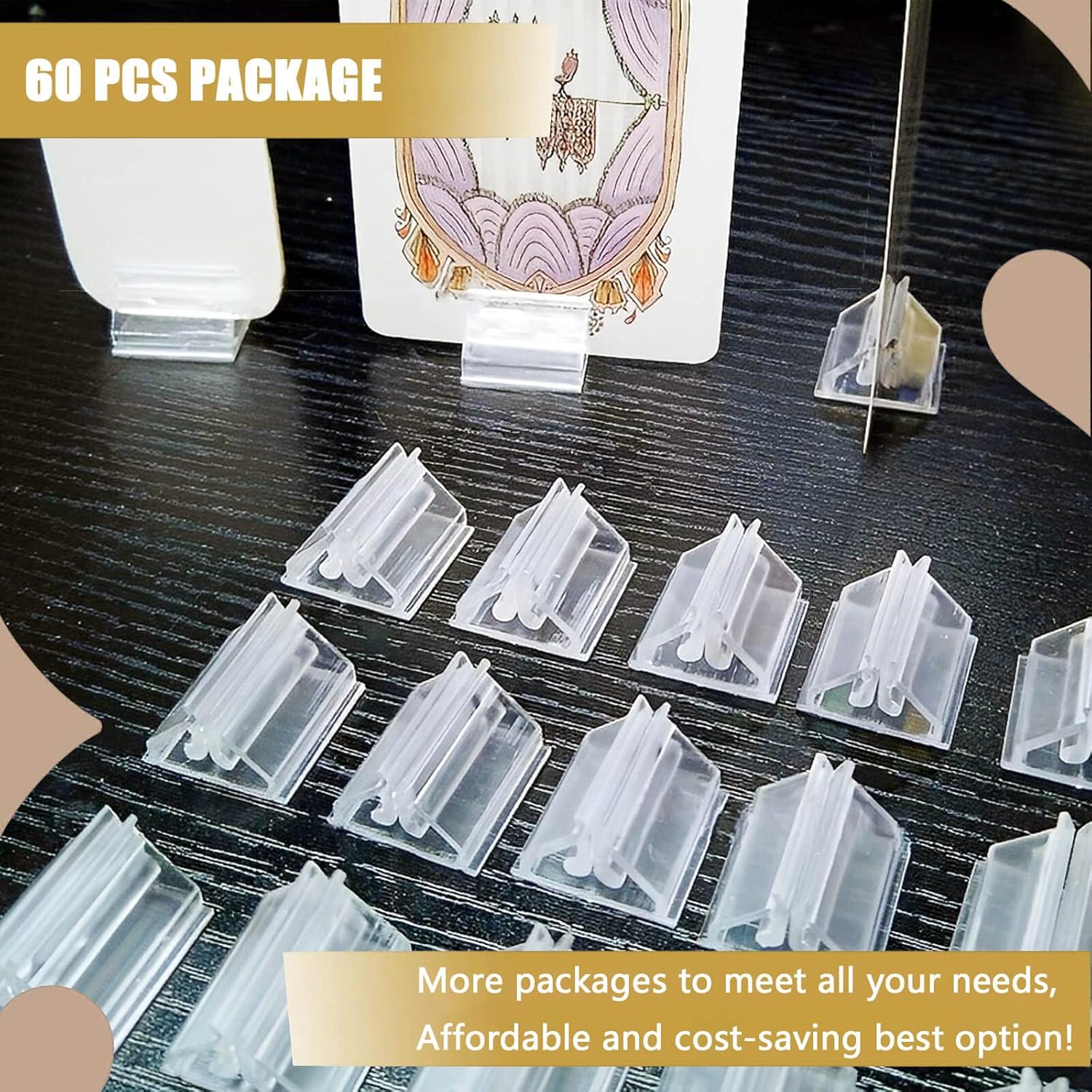 CUNGLIN 60 Pack Table Number Place Card Holder Clear Acrylic Stand