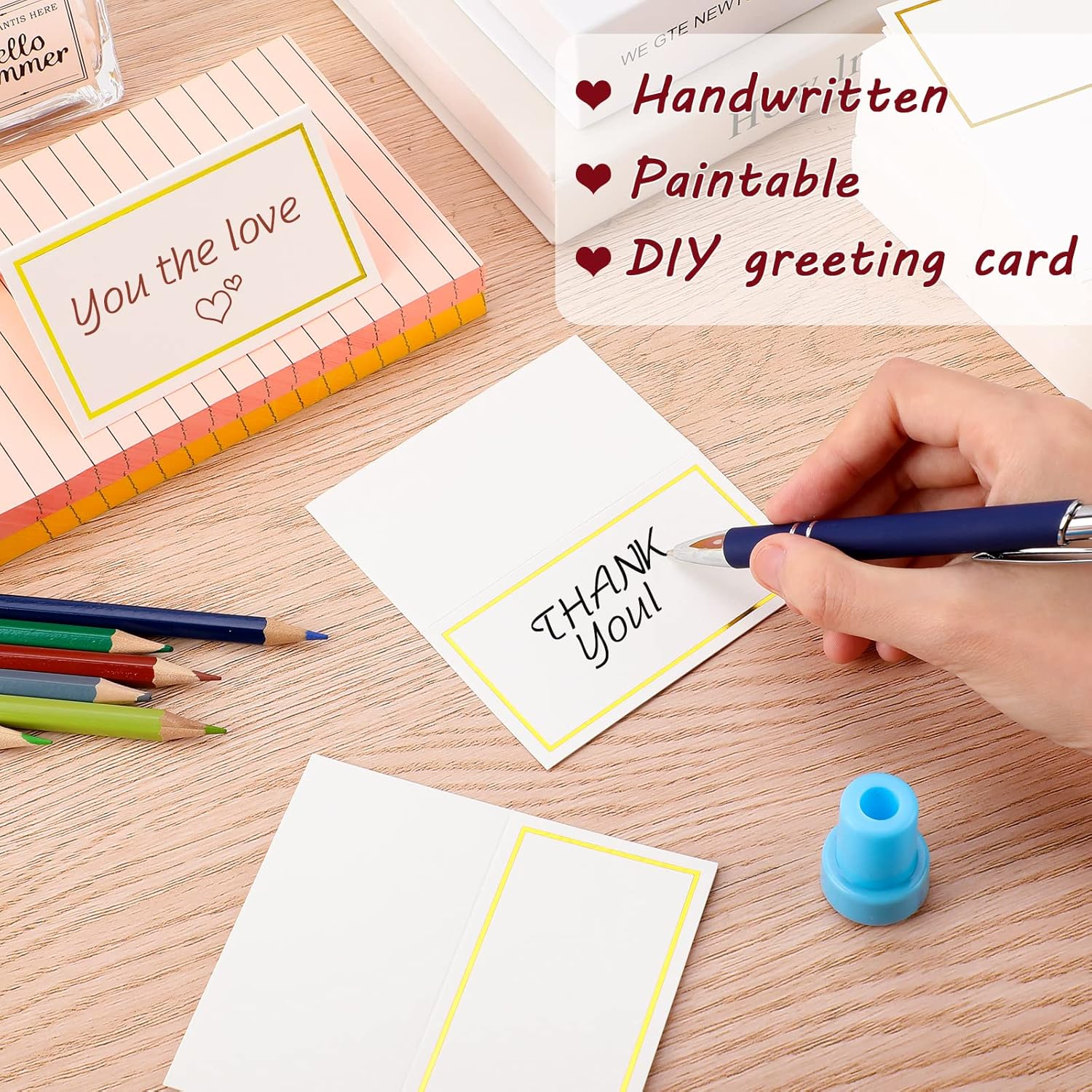 Teling 150 Pcs Gold Foil Place Cards with Border