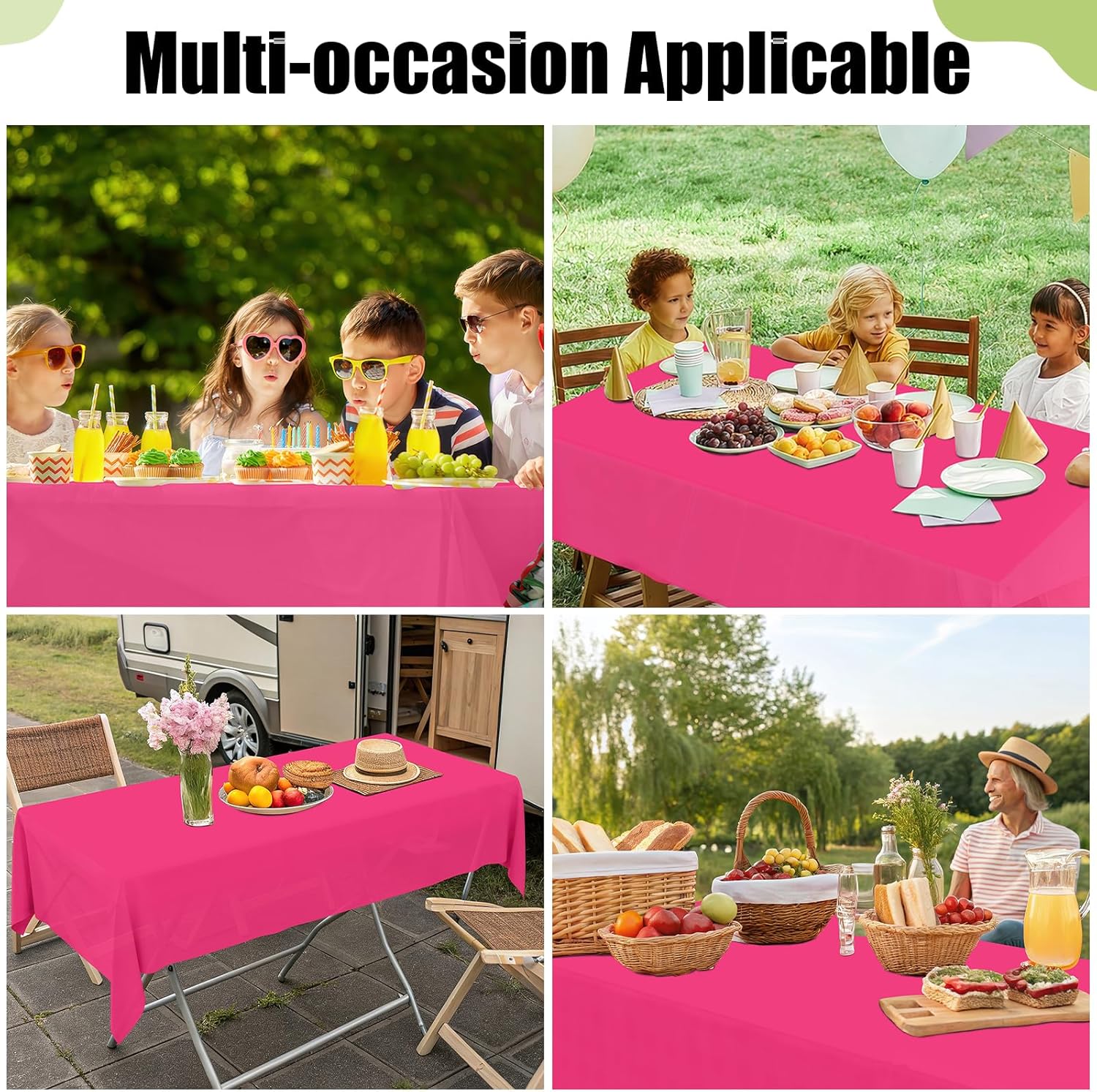 Smiry Disposable Table Cloth 10 Pack Hot Pink 54x108 Inch