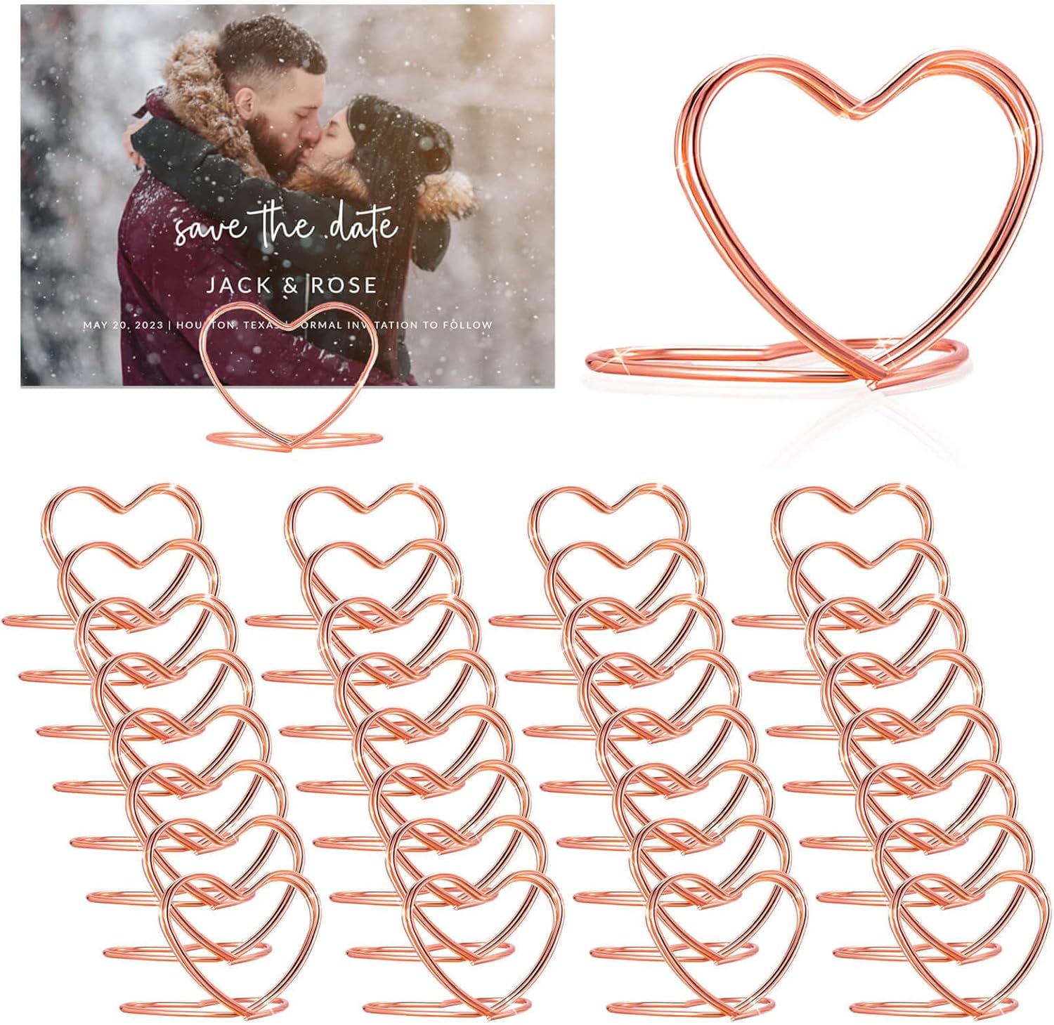 Cunglin Gold Heart Shape Place Card Holders 32 Pcs